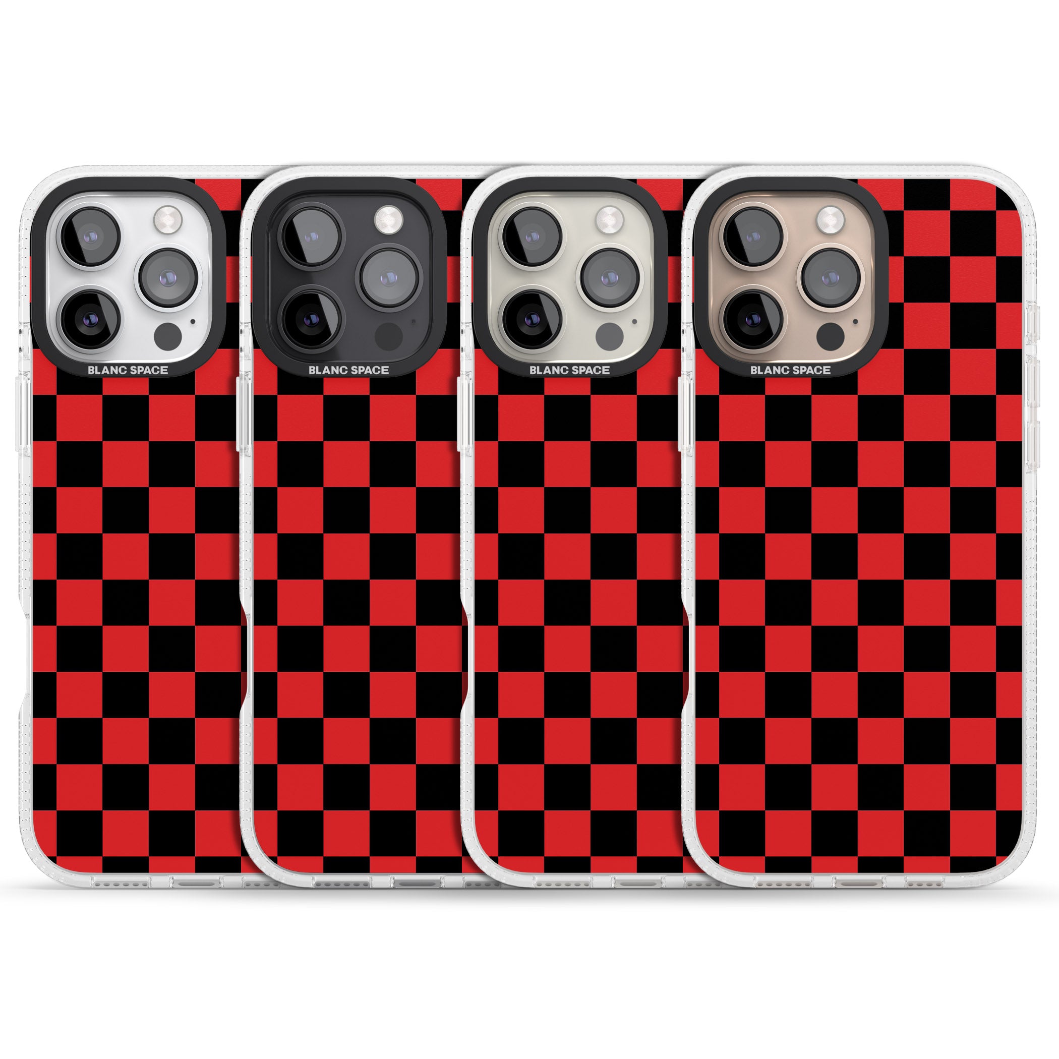 Red Black Checkered iPhone 16 Pro Max / 16 Pro Clear Case Impact Air - Blanc Space