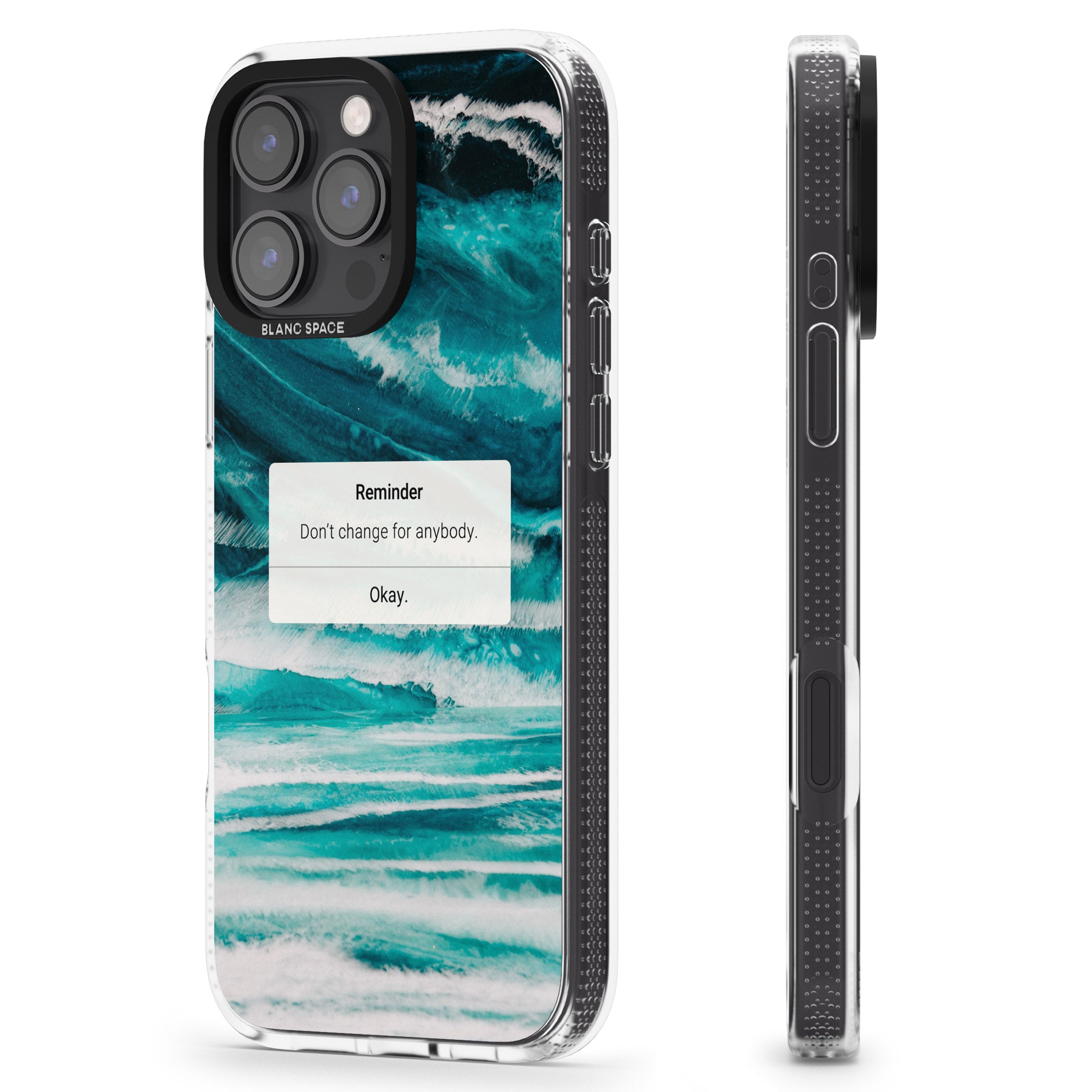 "Don't Change" iPhone Reminder iPhone 16 Pro Max / 16 Pro Clear Case Impact Air - Blanc Space