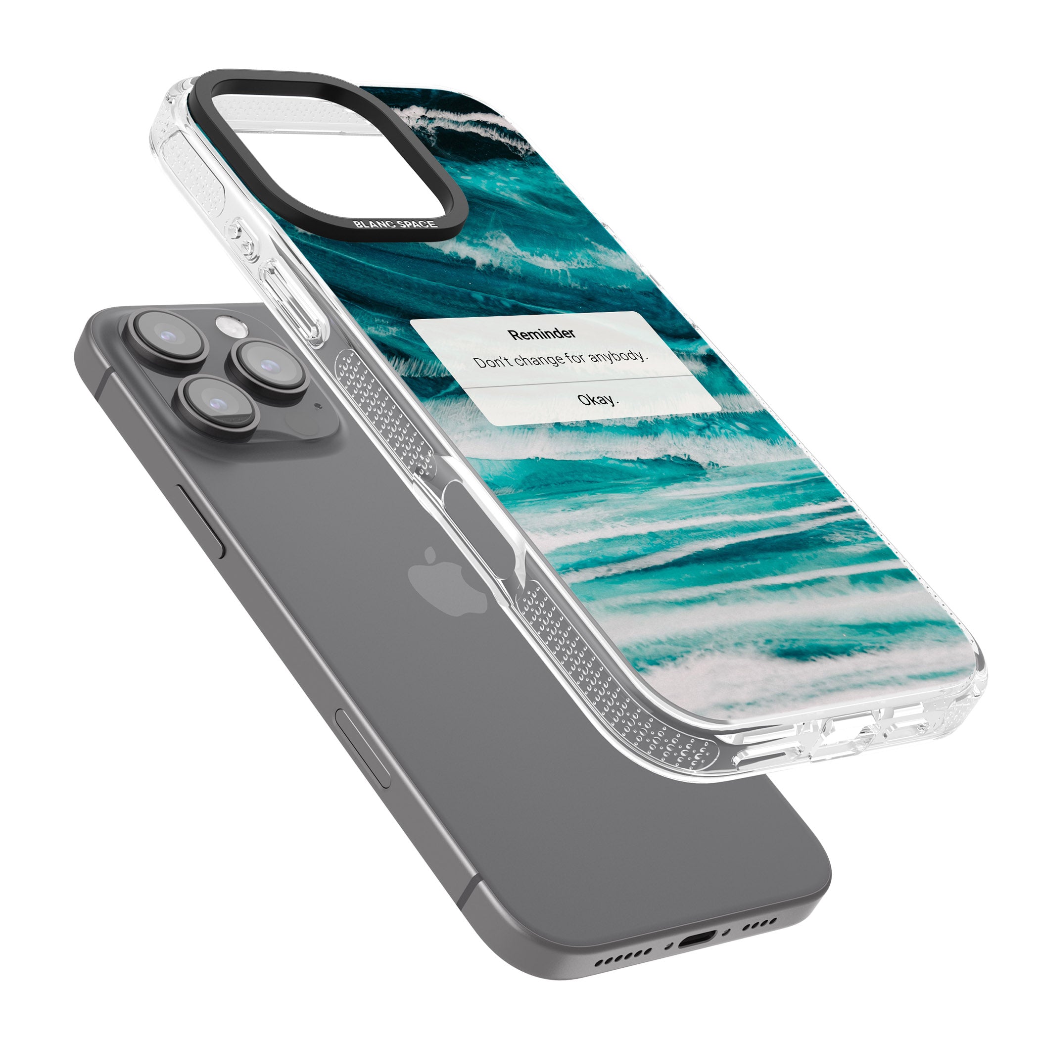 "Don't Change" iPhone Reminder iPhone 16 Pro Max / 16 Pro Clear Case Impact Air - Blanc Space