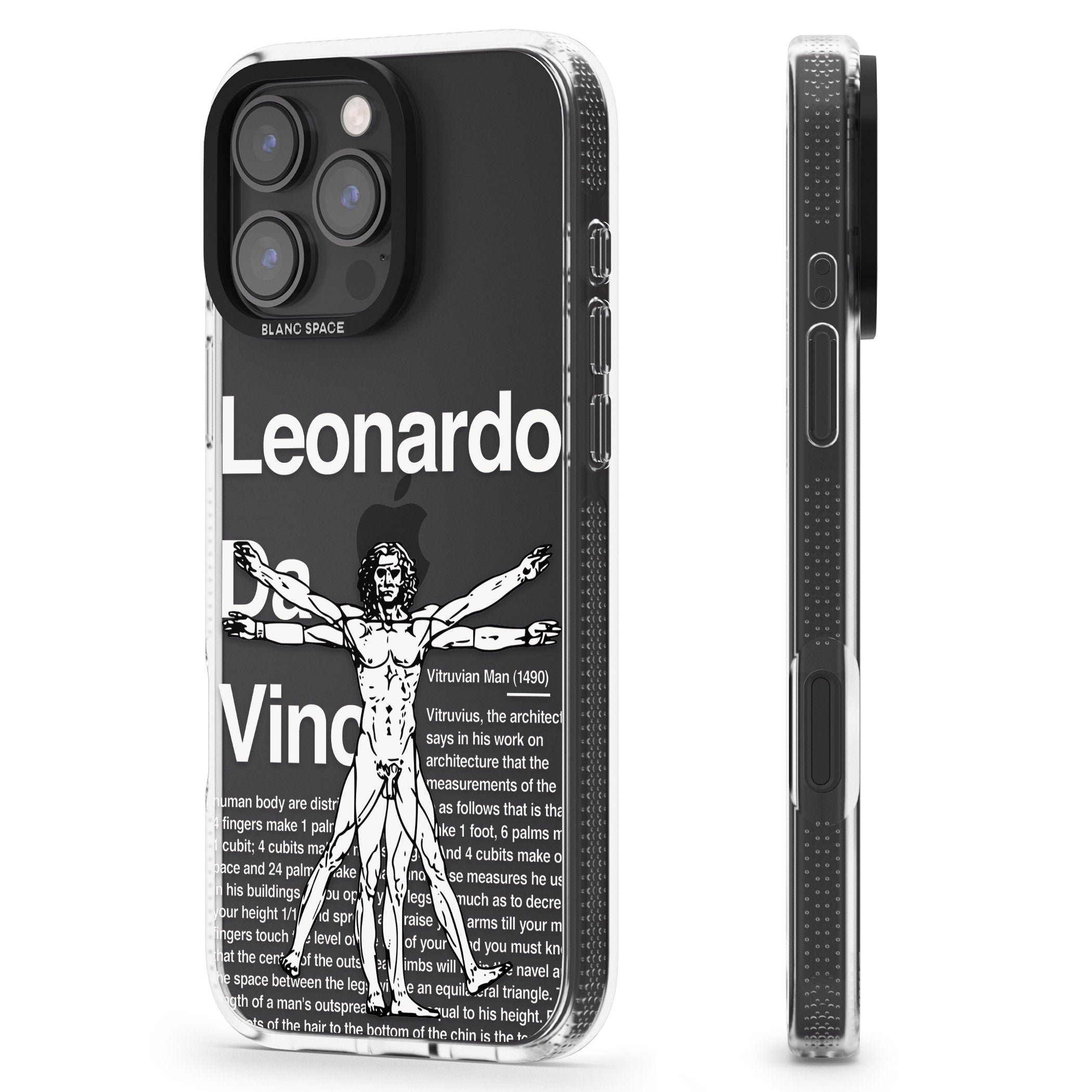 Vitruvian Man iPhone 16 Pro Max / 16 Pro Clear Case Impact Air - Blanc Space