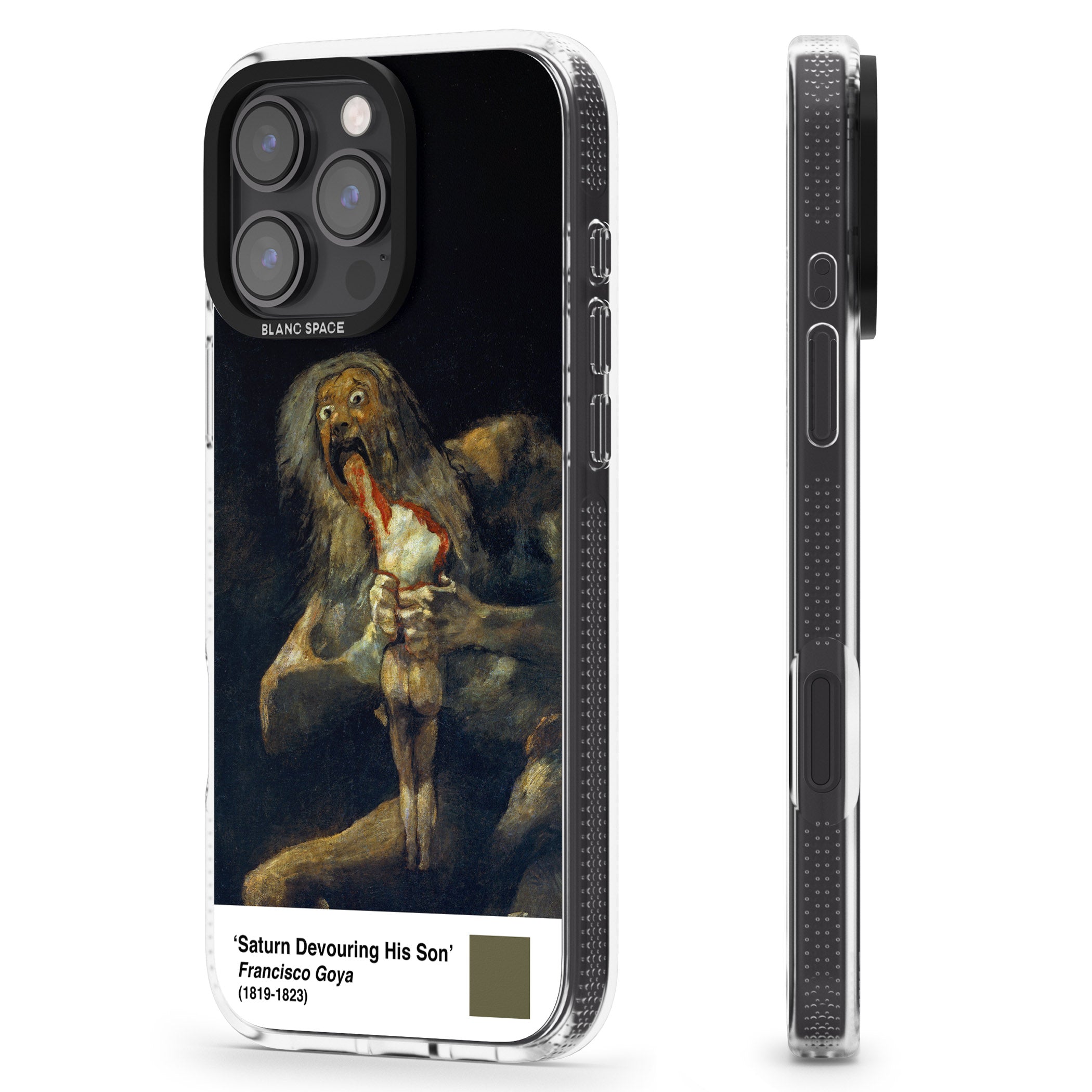 Saturn Devouring His Son iPhone 16 Pro Max / 16 Pro Clear Case Impact Air - Blanc Space