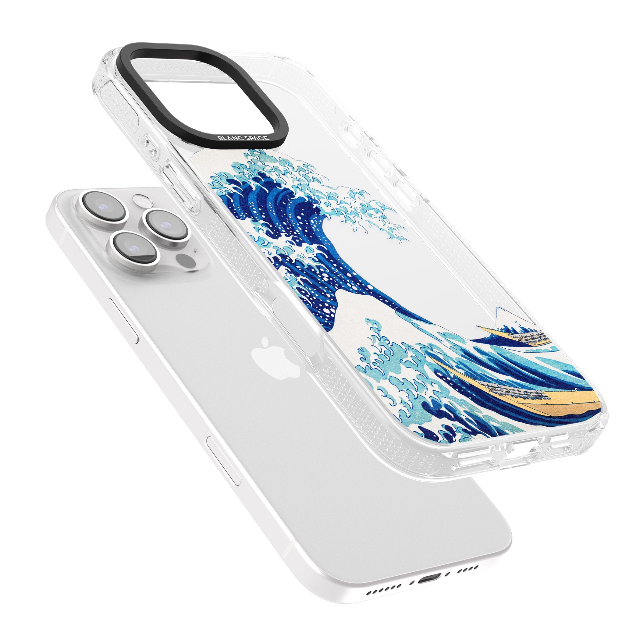 The Great Wave of Kanagawa iPhone 16 Pro Max / 16 Pro Clear Case Impact Air - Blanc Space