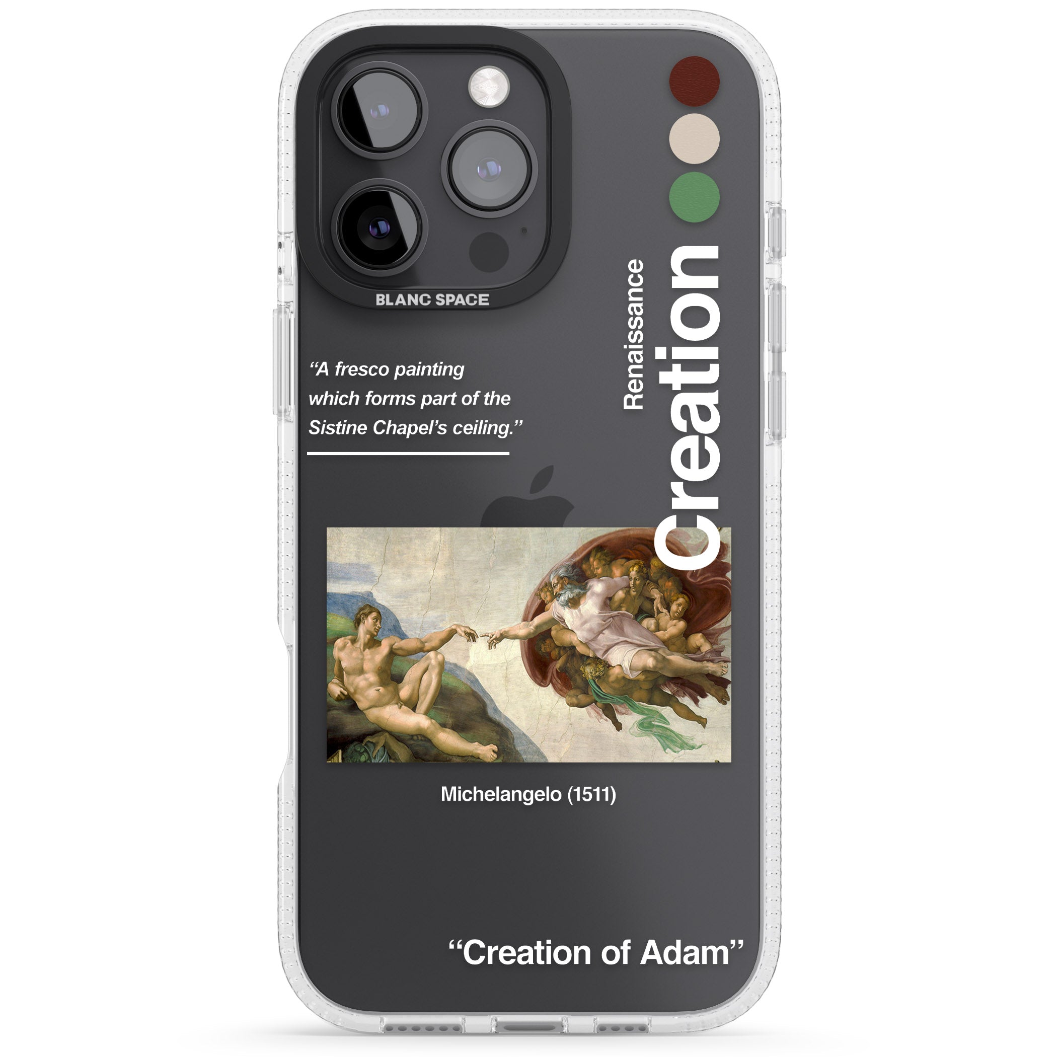 Creation of Adam - Michelangelo iPhone 16 Pro Max / 16 Pro Clear Case Impact Air - Blanc Space