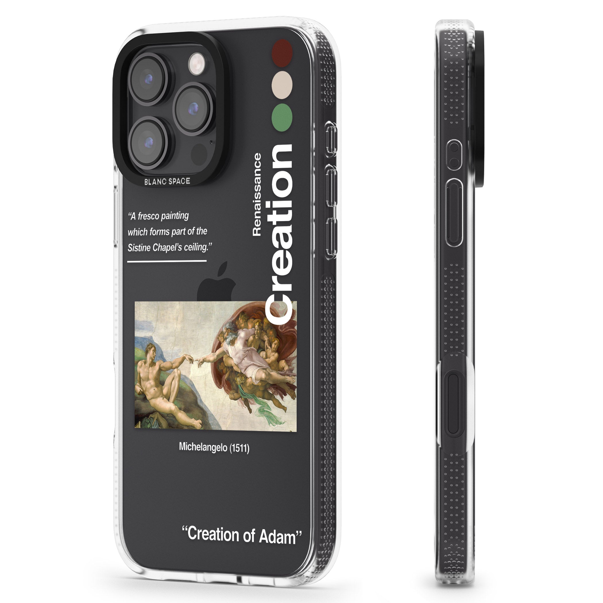 Creation of Adam - Michelangelo iPhone 16 Pro Max / 16 Pro Clear Case Impact Air - Blanc Space