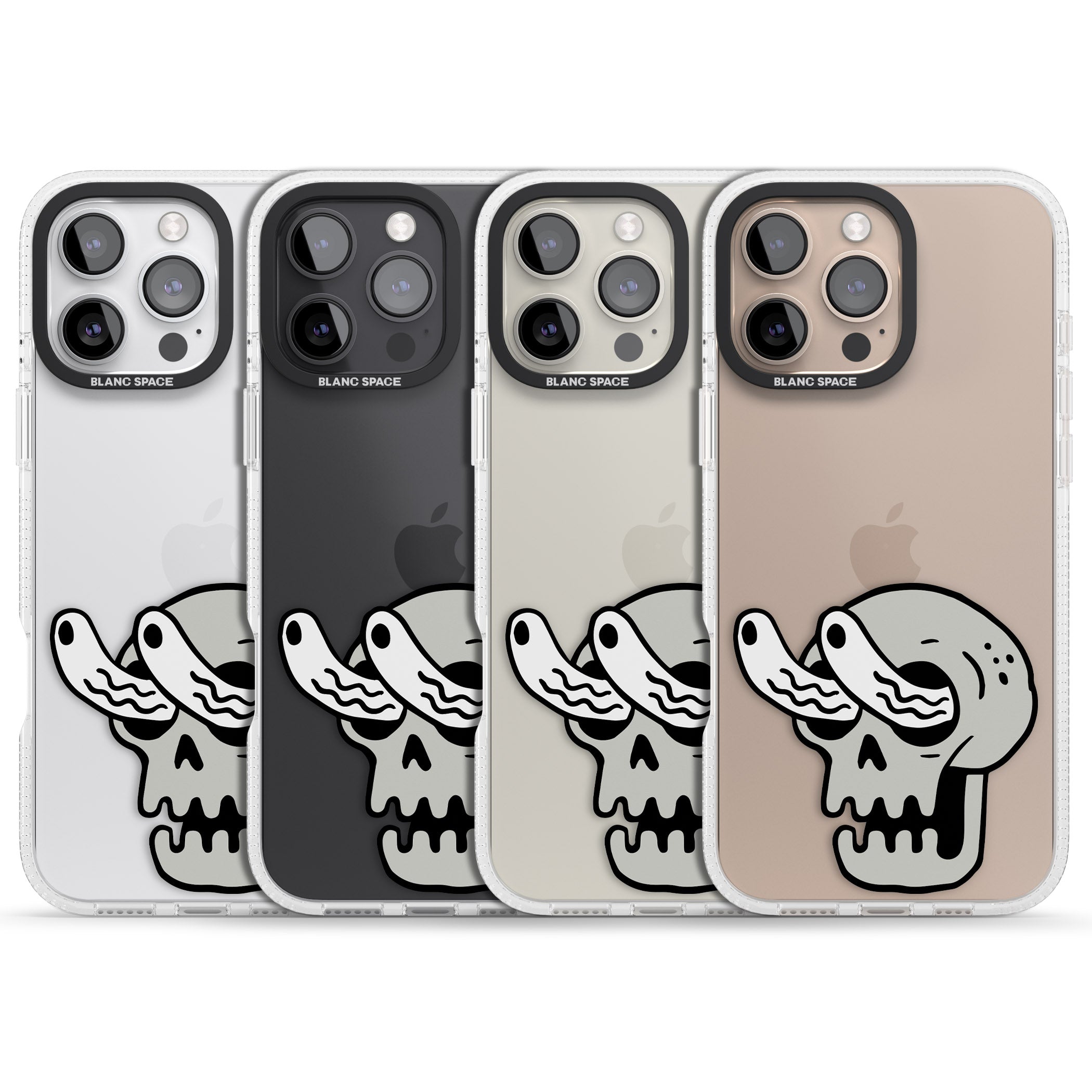 Skull Eyes iPhone 16 Pro Max / 16 Pro Clear Case Impact Air - Blanc Space