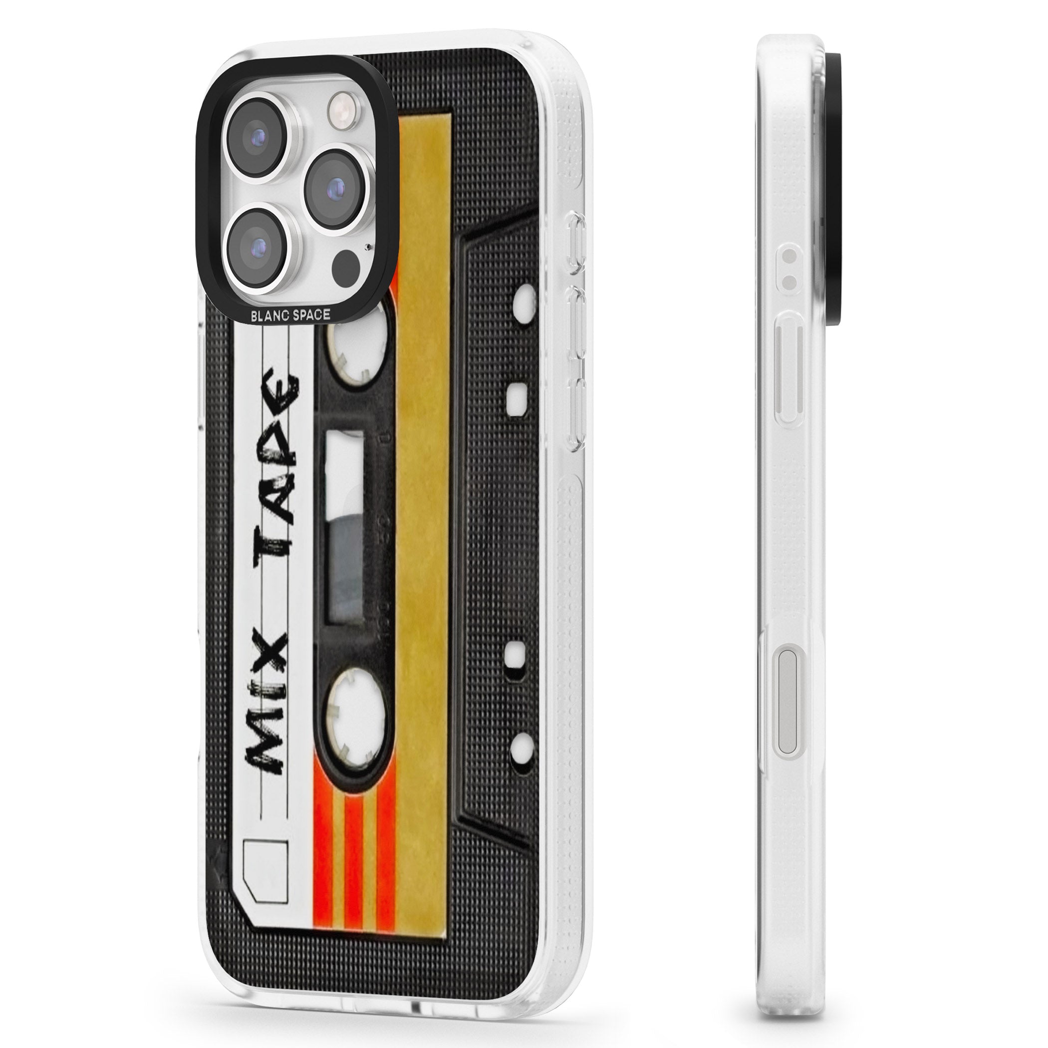 Retro Mix Tape iPhone 16 Pro Max / 16 Pro Clear Case Impact Air - Blanc Space