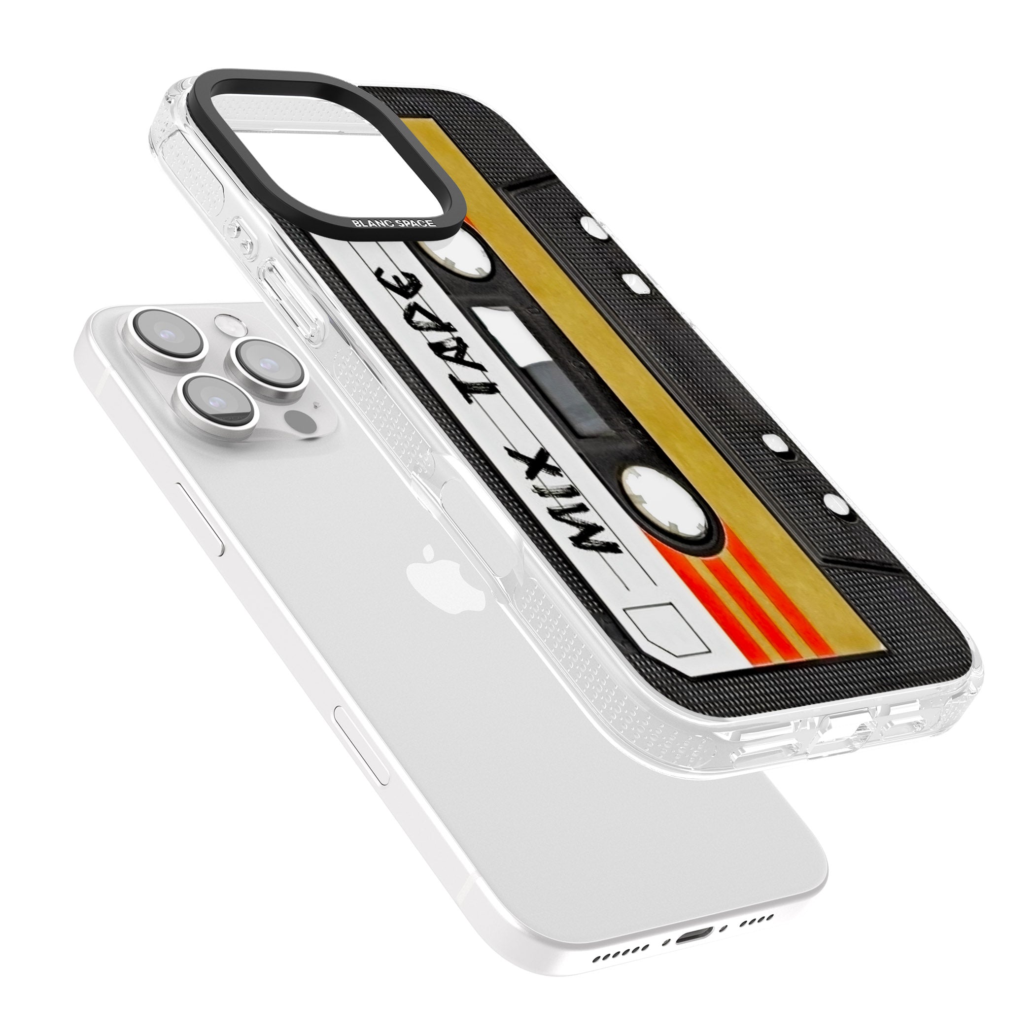 Retro Mix Tape iPhone 16 Pro Max / 16 Pro Clear Case Impact Air - Blanc Space