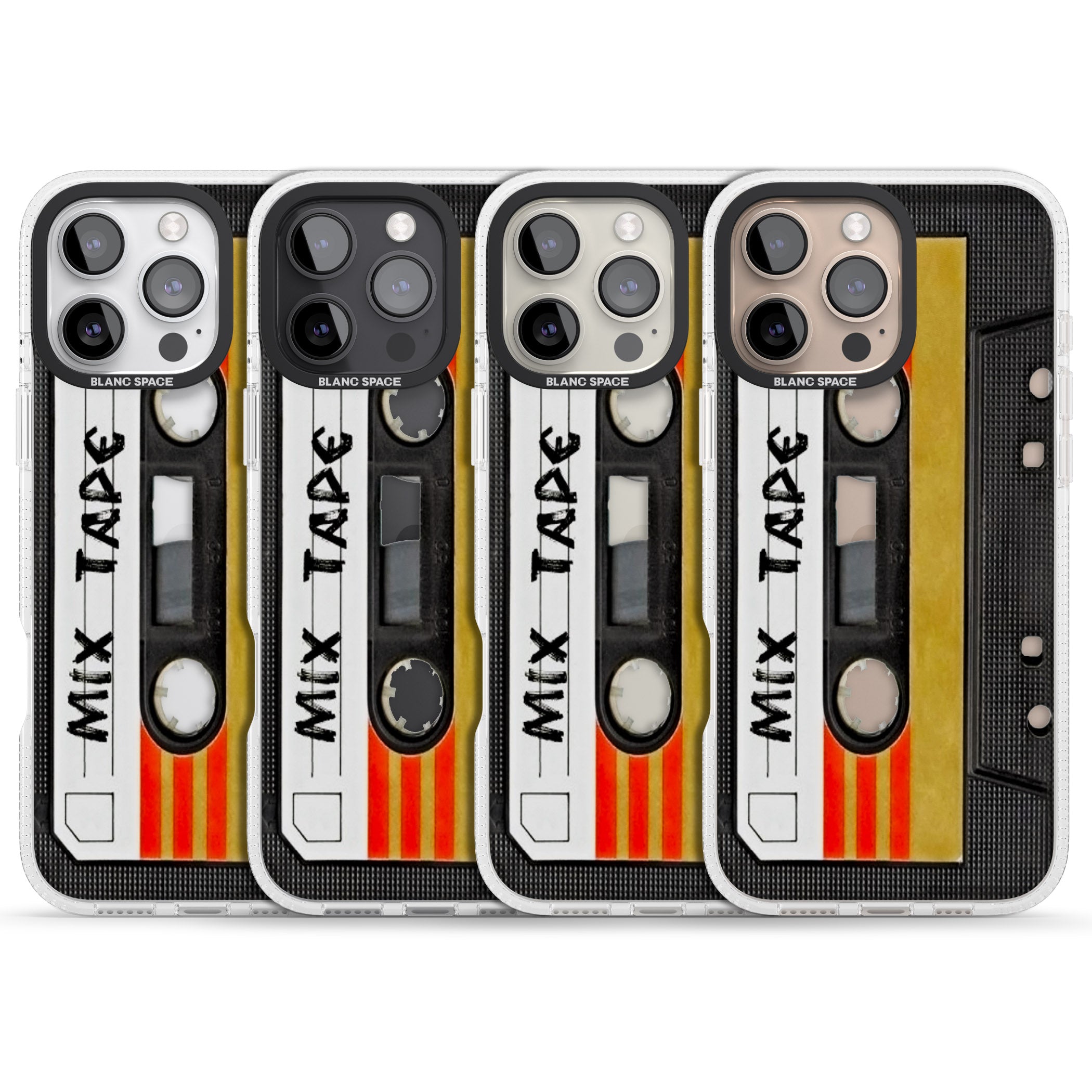 Retro Mix Tape iPhone 16 Pro Max / 16 Pro Clear Case Impact Air - Blanc Space