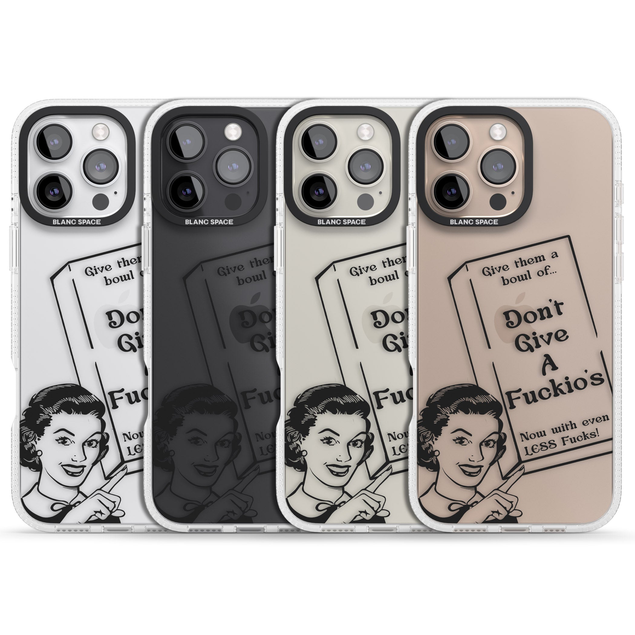 "Don't Give a F*ckio's" Cereal iPhone 16 Pro Max / 16 Pro Clear Case Impact Air - Blanc Space