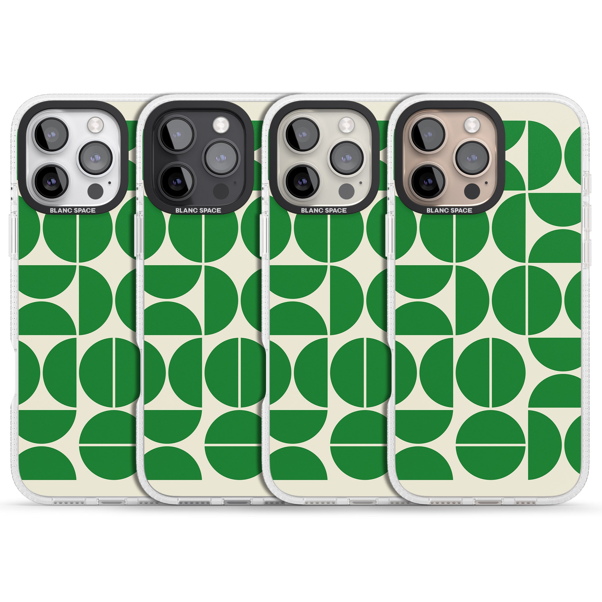 Retro Green Circles iPhone 16 Pro Max / 16 Pro Clear Case Impact Air - Blanc Space