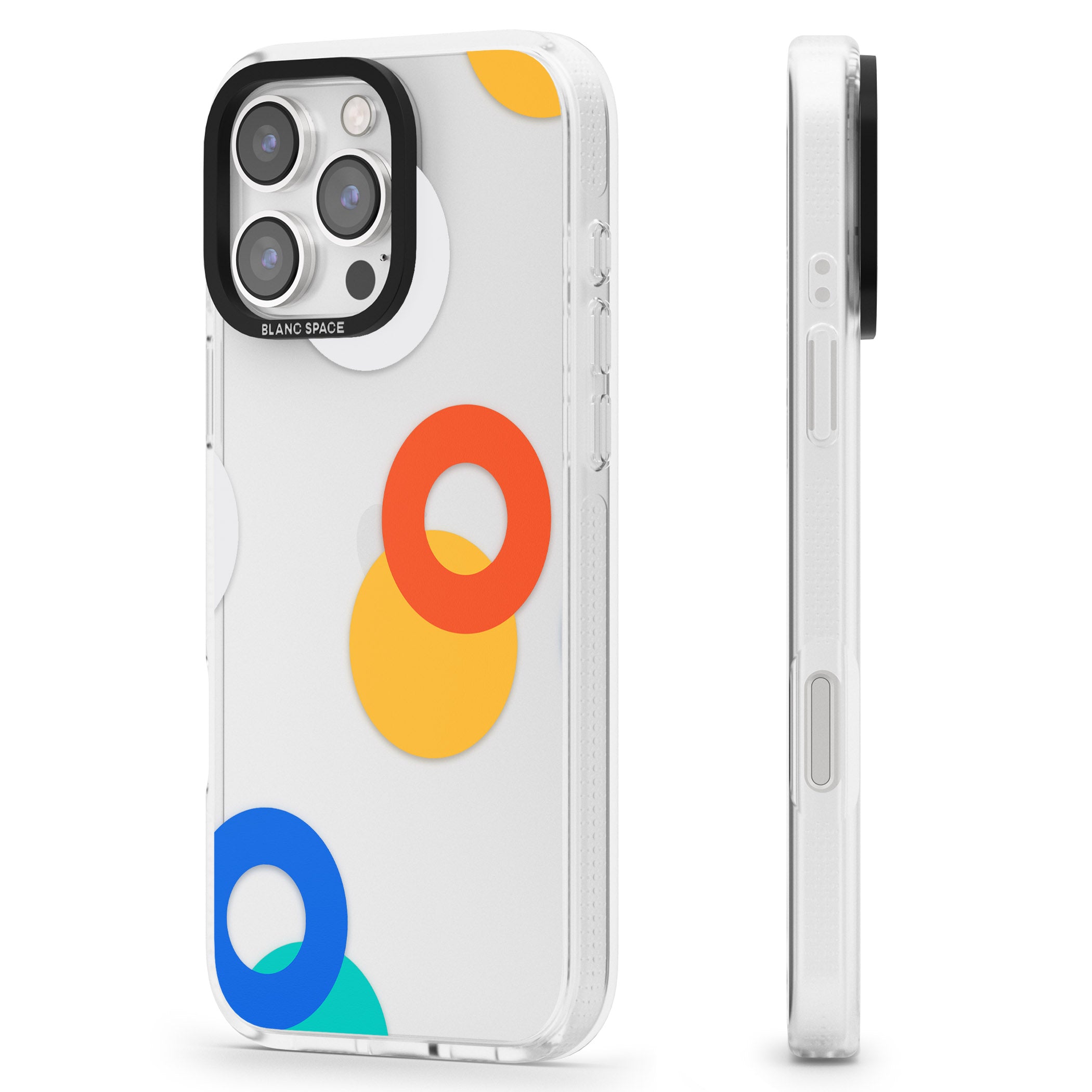 Abstract Mixed Circles iPhone 16 Pro Max / 16 Pro Clear Case Impact Air - Blanc Space