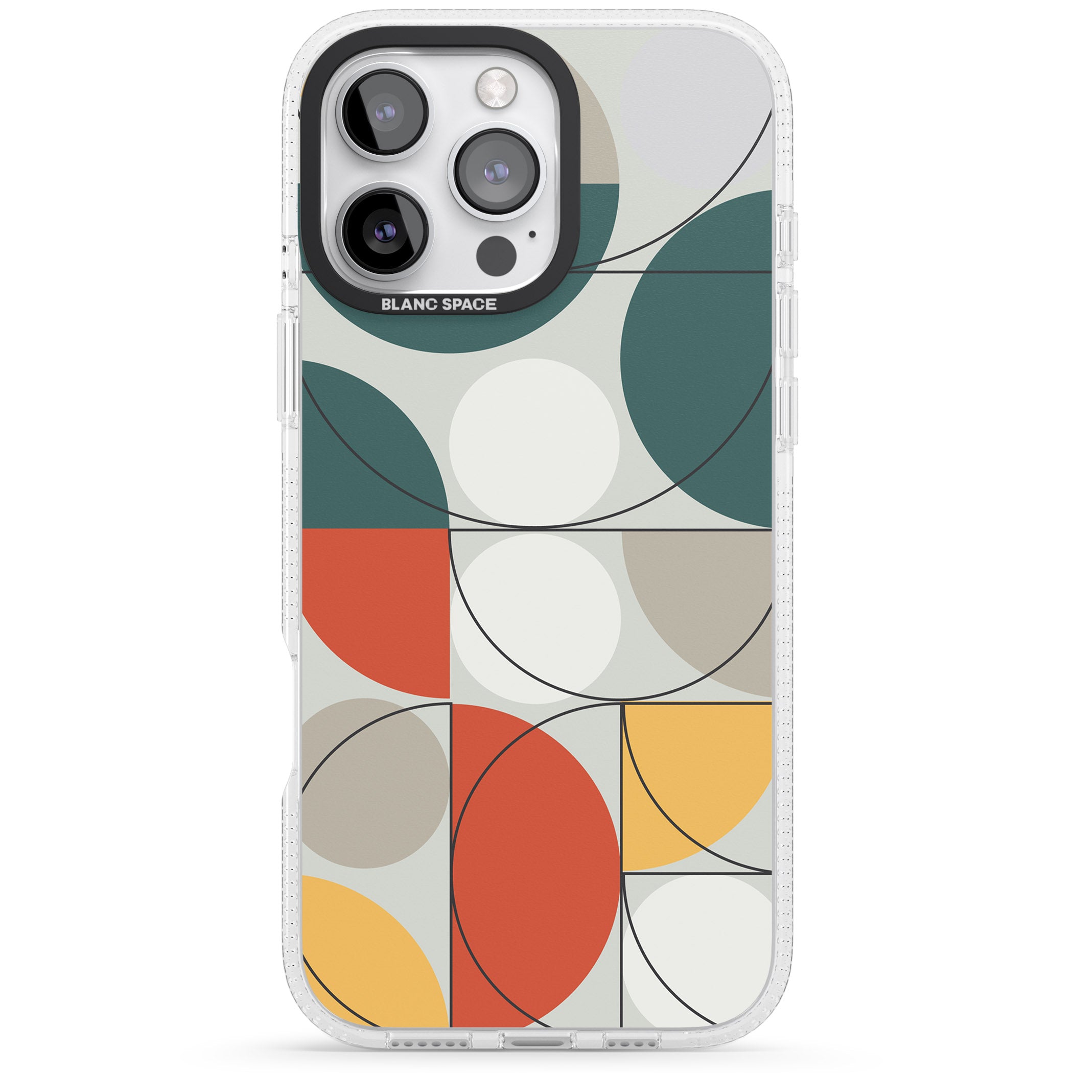 Abstract Half Circles iPhone 16 Pro Max / 16 Pro Clear Case Impact Air - Blanc Space