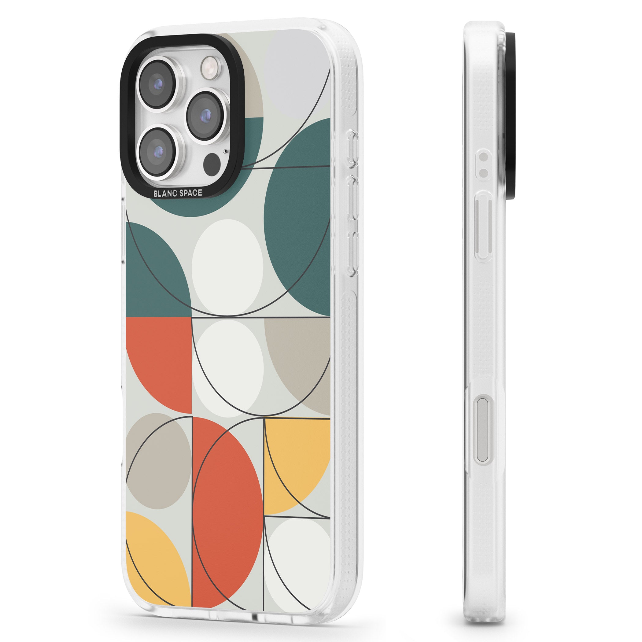 Abstract Half Circles iPhone 16 Pro Max / 16 Pro Clear Case Impact Air - Blanc Space