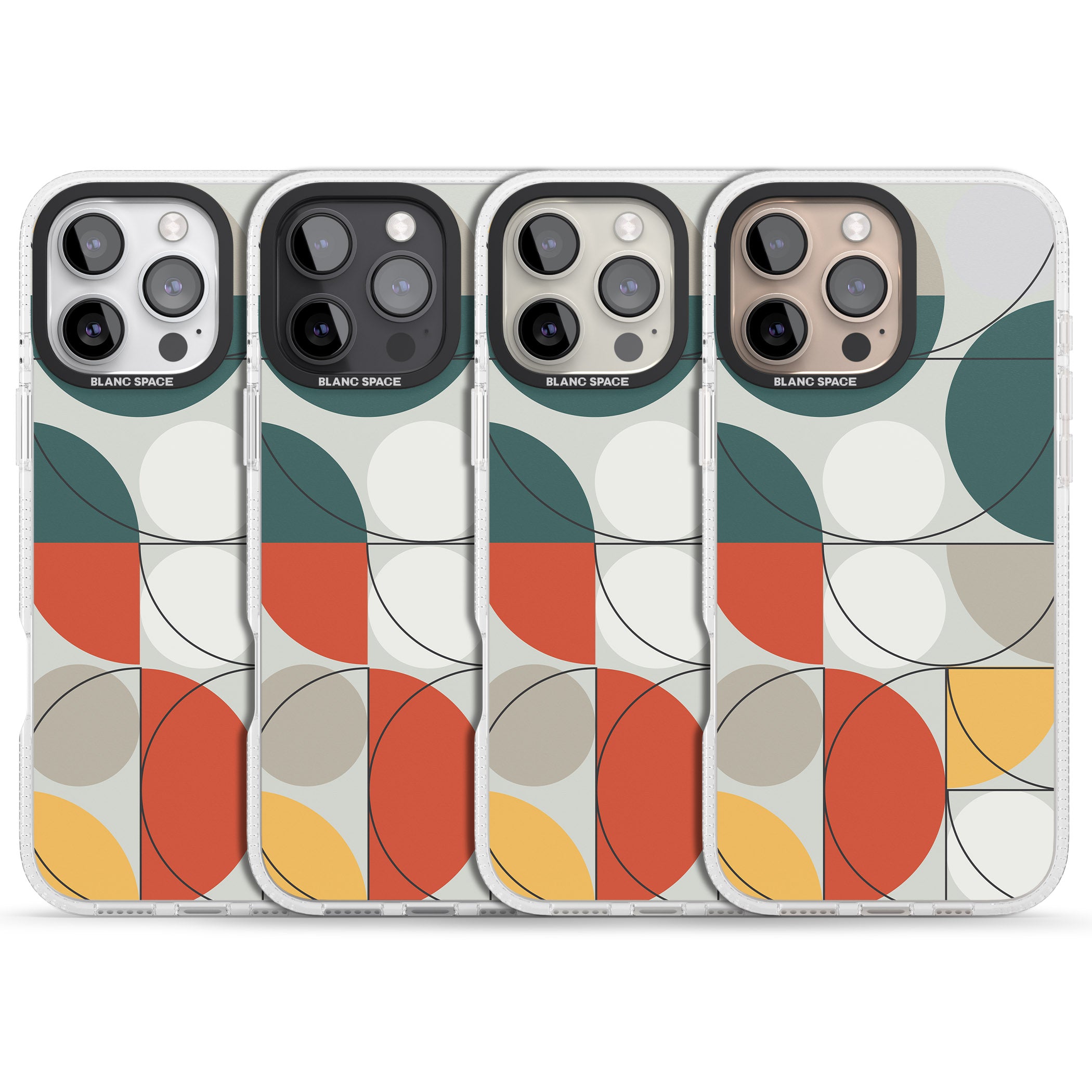 Abstract Half Circles iPhone 16 Pro Max / 16 Pro Clear Case Impact Air - Blanc Space