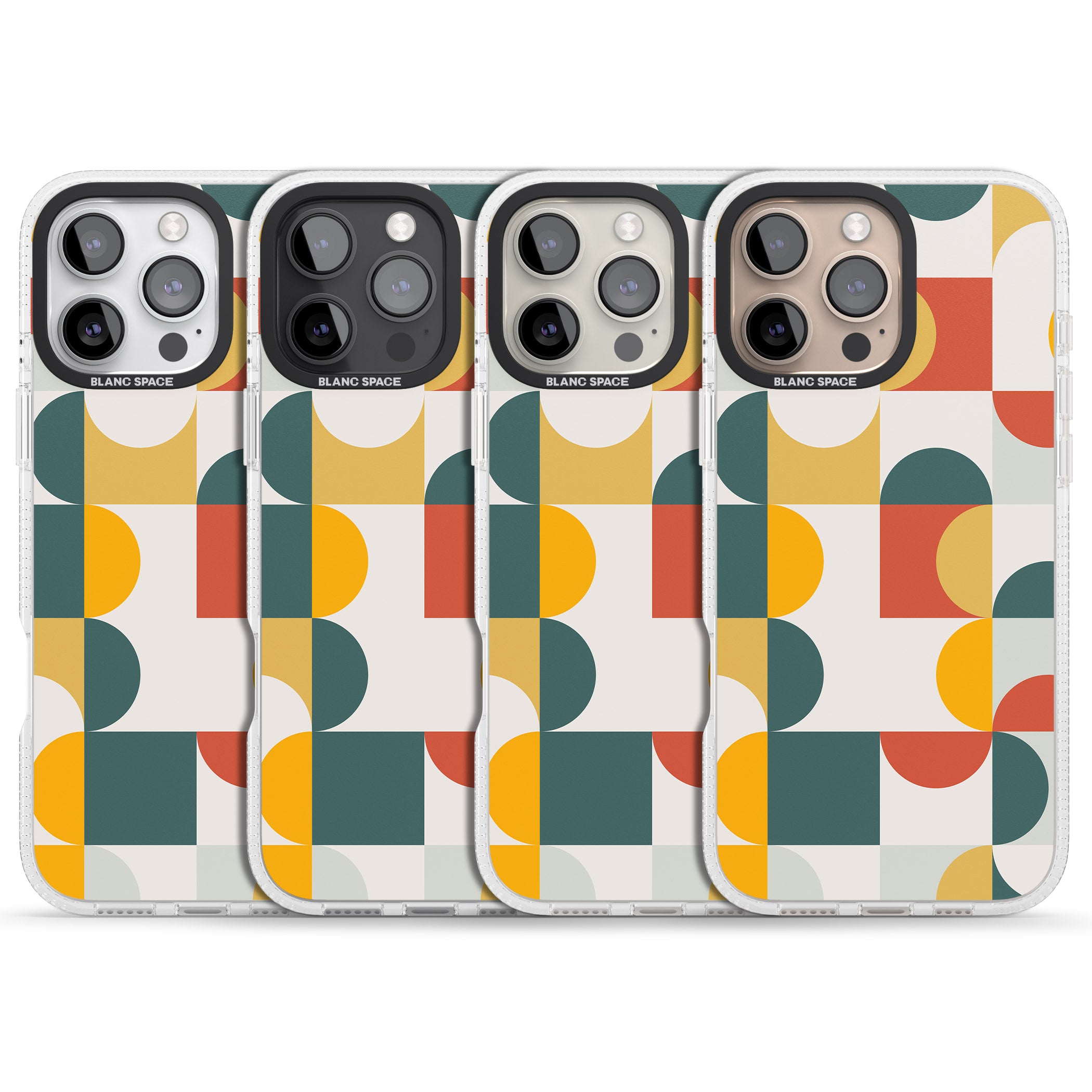 Abstract Retro Shapes: Muted Colour Mix iPhone 16 Pro Max / 16 Pro Clear Case Impact Air - Blanc Space