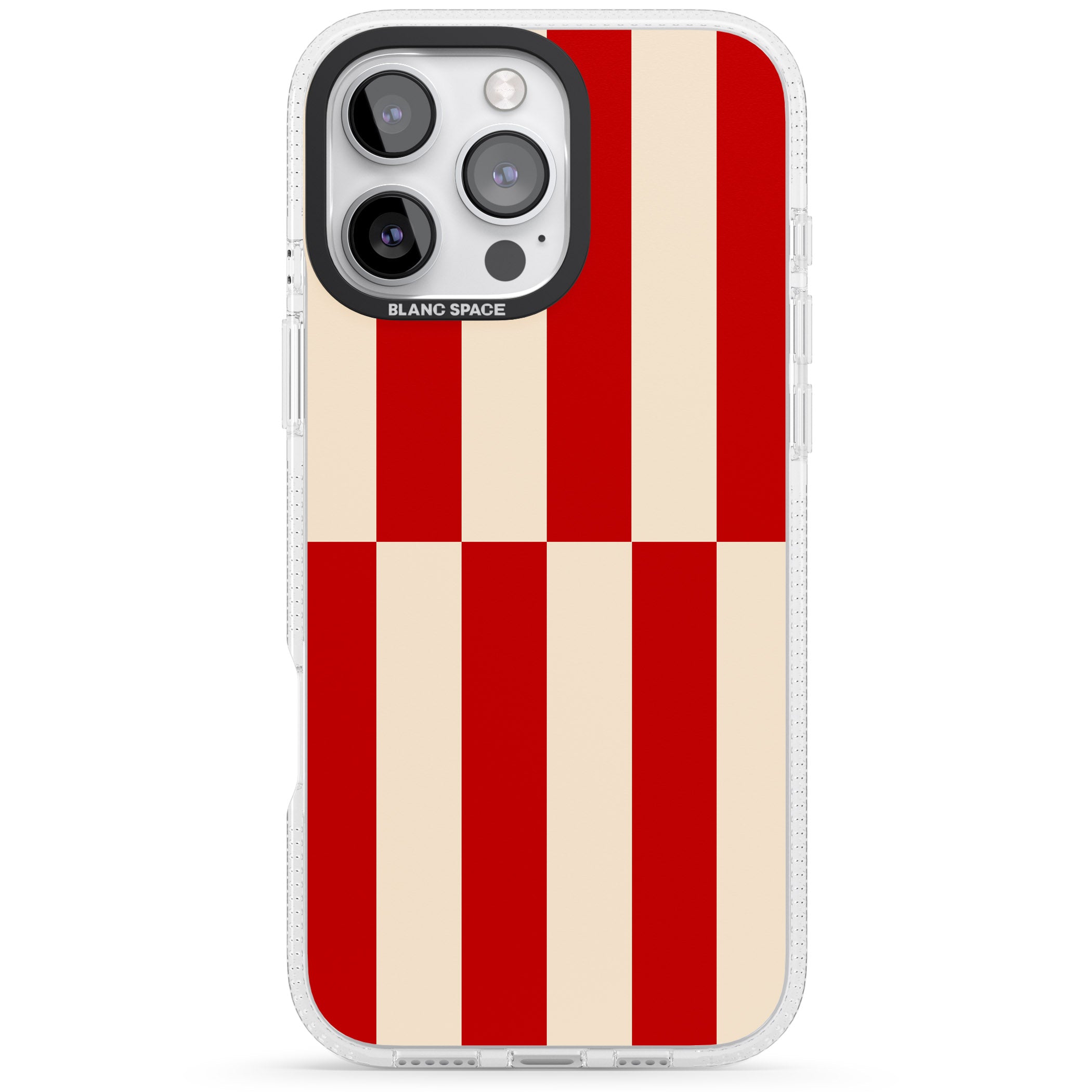 Retro Red Stripes iPhone 16 Pro Max / 16 Pro Clear Case Impact Air - Blanc Space