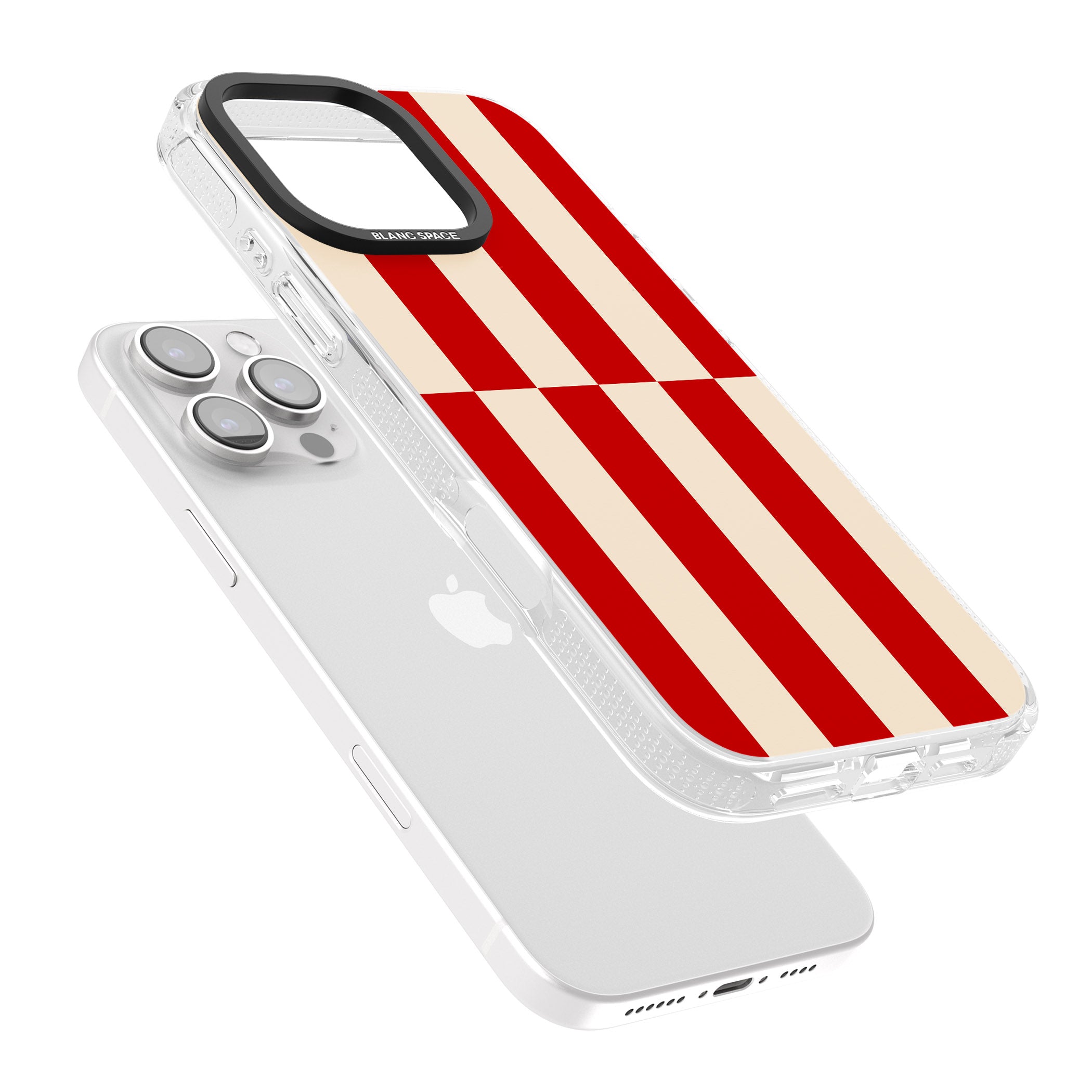 Retro Red Stripes iPhone 16 Pro Max / 16 Pro Clear Case Impact Air - Blanc Space
