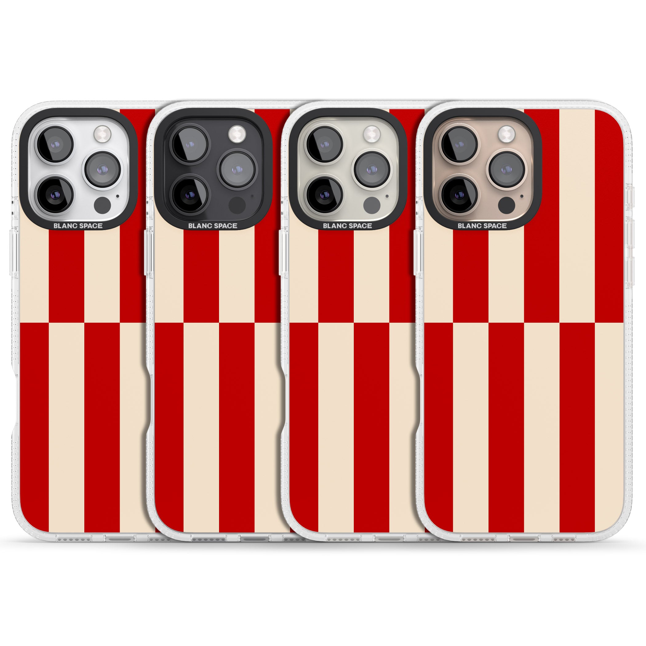 Retro Red Stripes iPhone 16 Pro Max / 16 Pro Clear Case Impact Air - Blanc Space