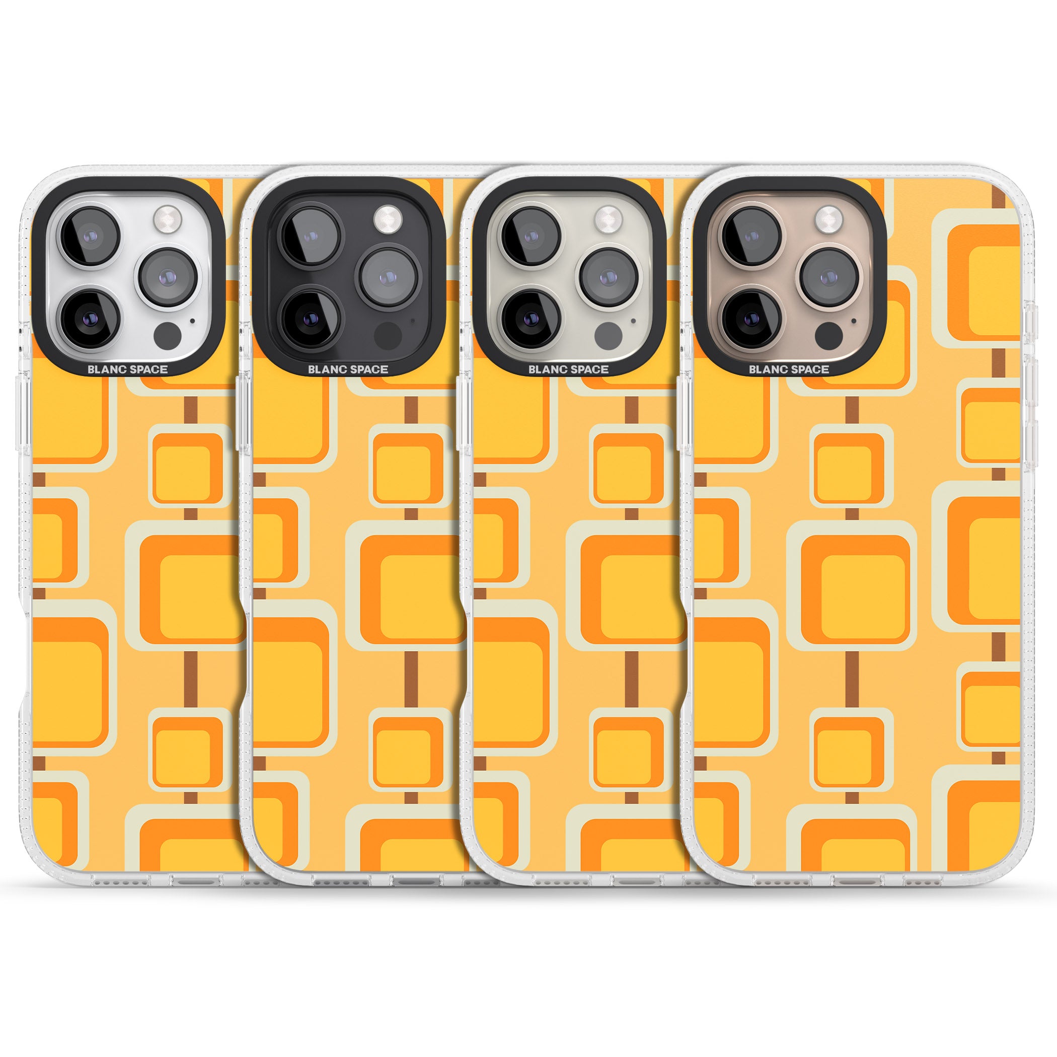 Sunny Mid-Century Squares iPhone 16 Pro Max / 16 Pro Clear Case Impact Air - Blanc Space