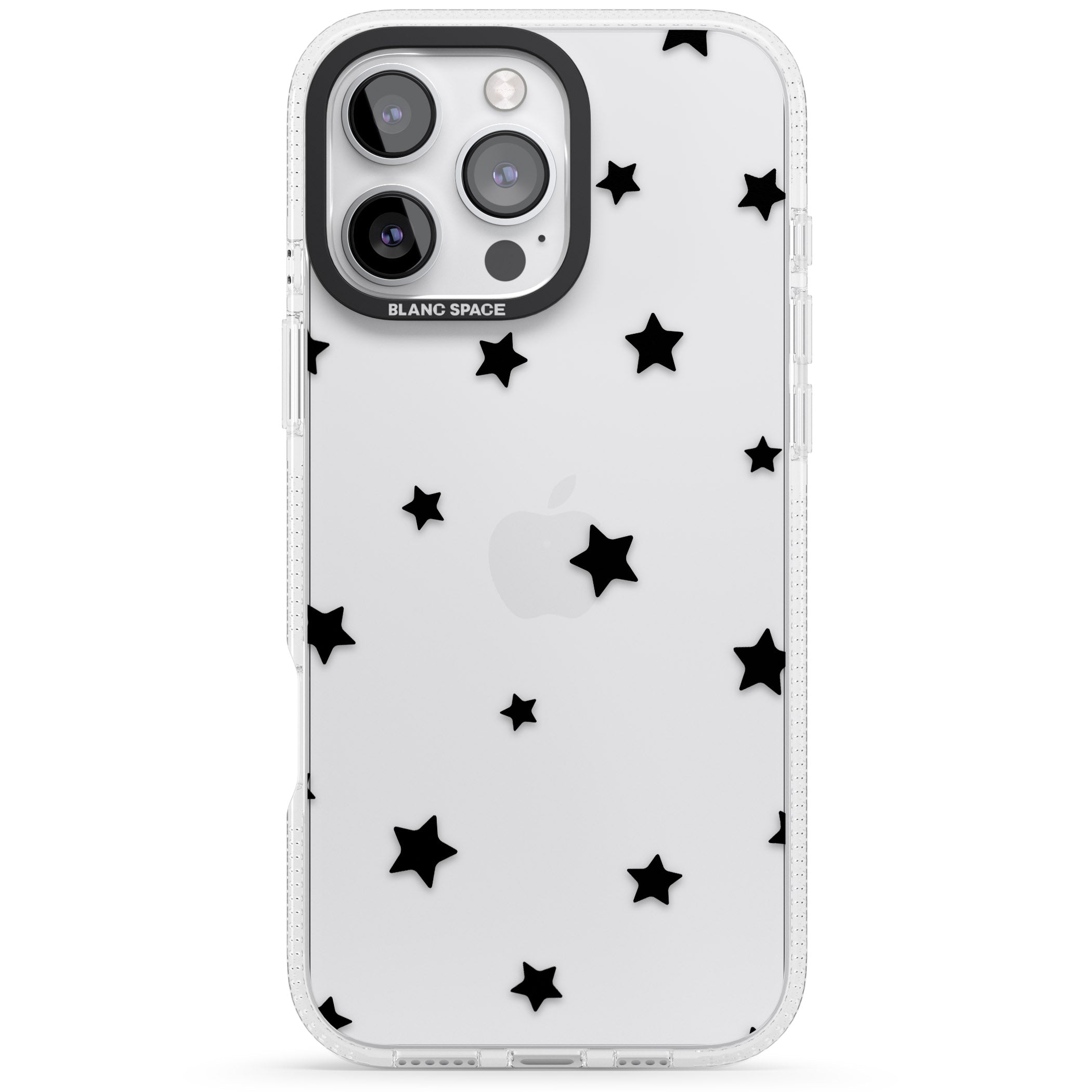 Black Stars Pattern iPhone 16 Pro Max / 16 Pro Clear Case Impact Air - Blanc Space