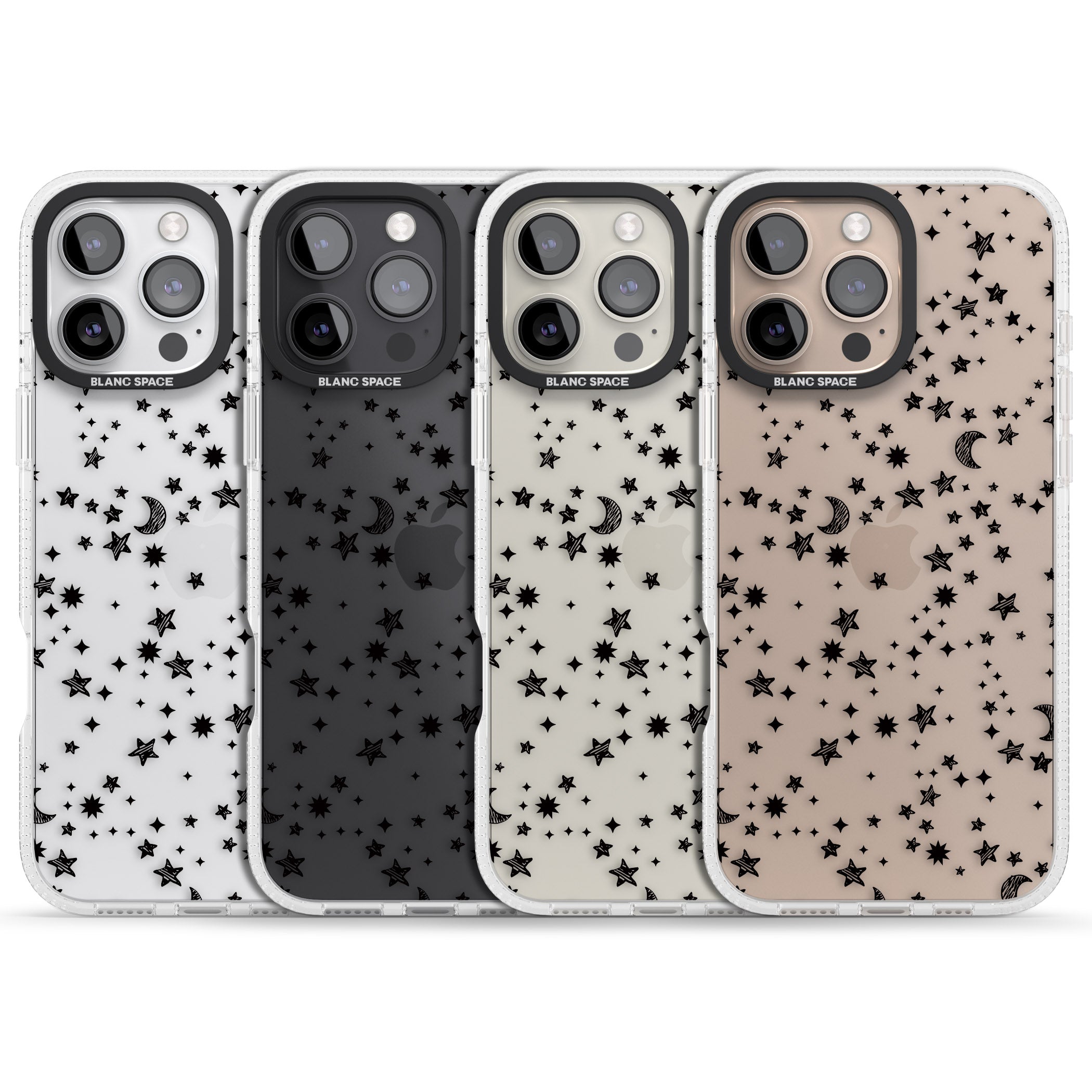 Black Cosmic Galaxy Pattern iPhone 16 Pro Max / 16 Pro Clear Case Impact Air - Blanc Space