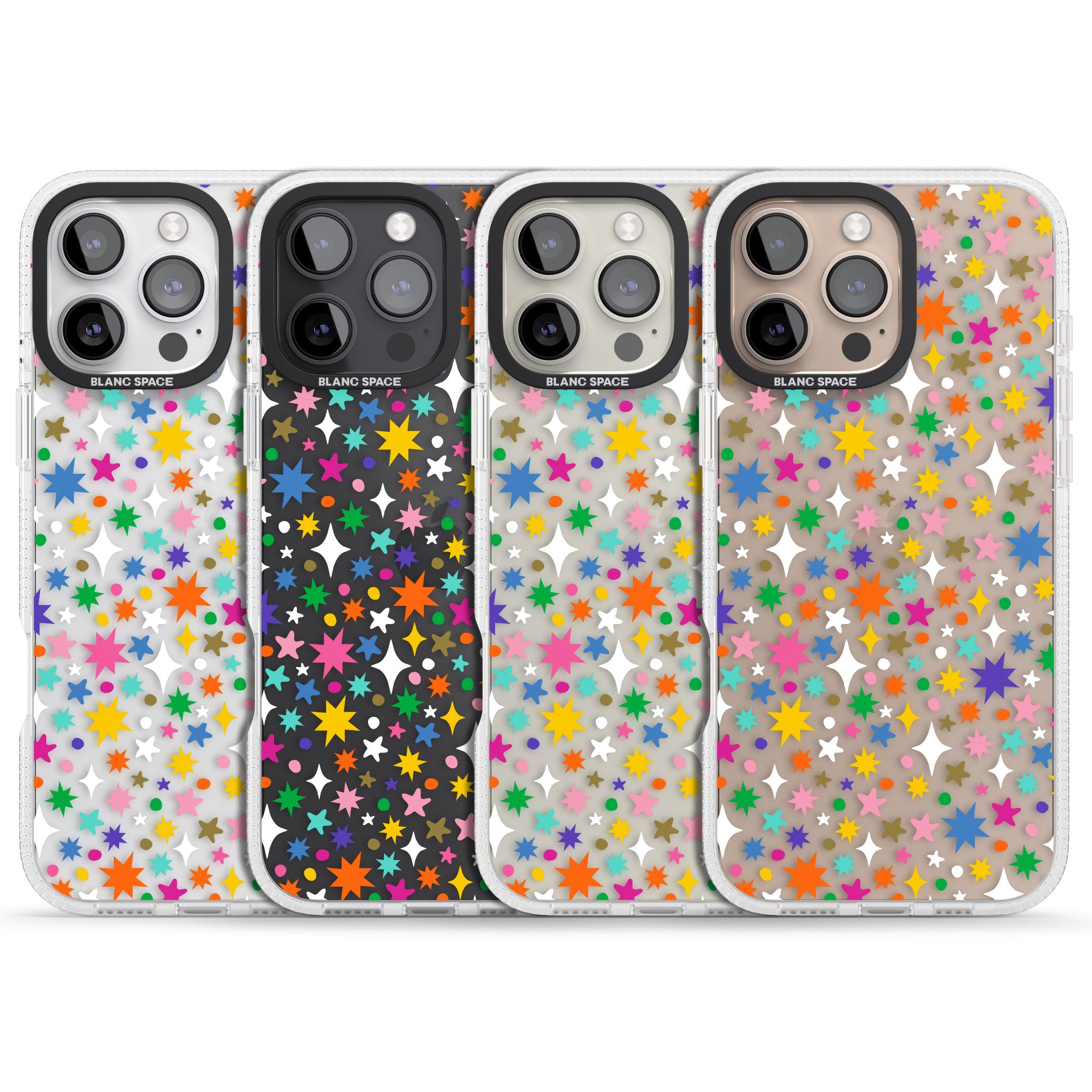 Rainbow Starburst iPhone 16 Pro Max / 16 Pro Clear Case Impact Air - Blanc Space