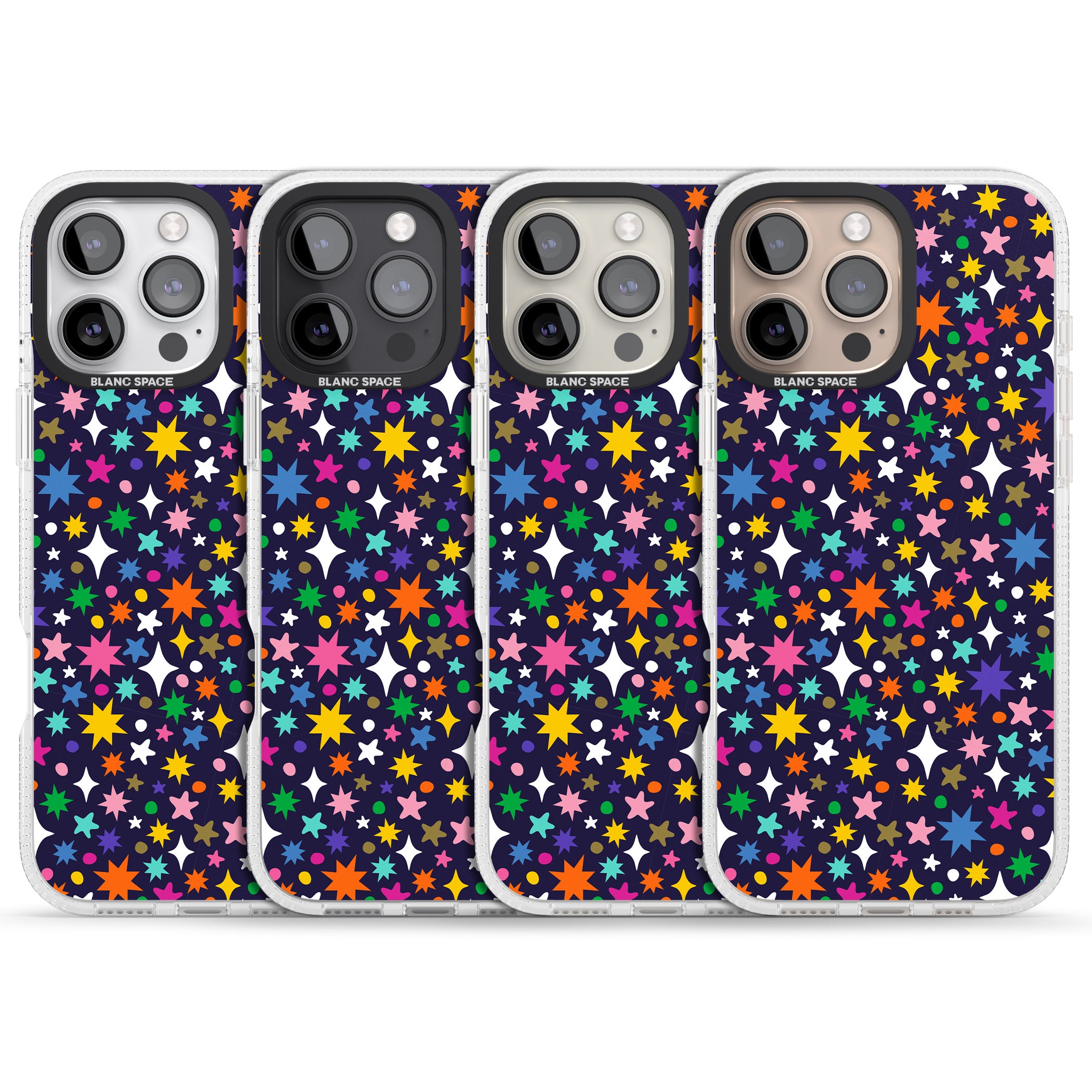 Rainbow Starburst (Purple) iPhone 16 Pro Max / 16 Pro Clear Case Impact Air - Blanc Space