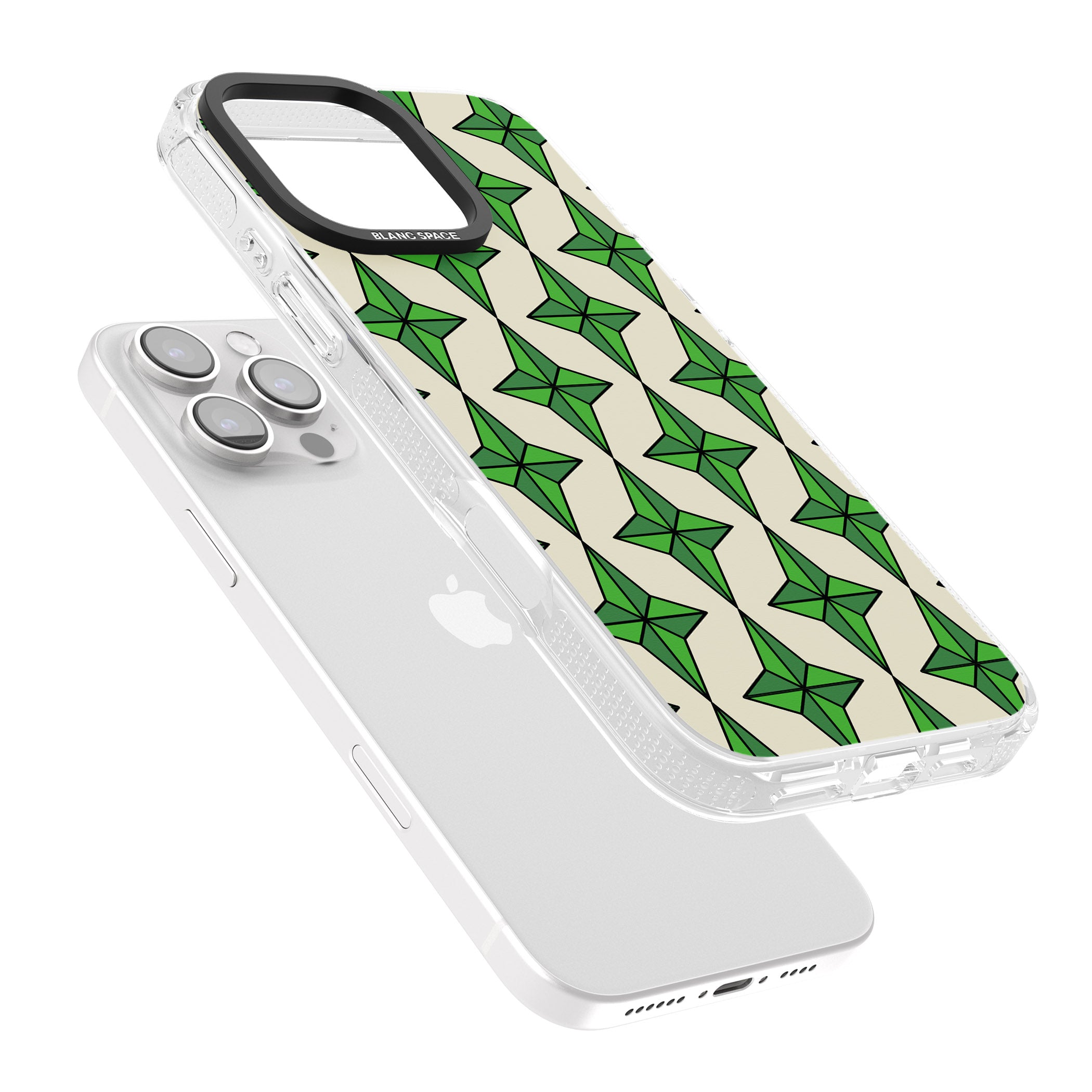 Emerald Stars Pattern iPhone 16 Pro Max / 16 Pro Clear Case Impact Air - Blanc Space