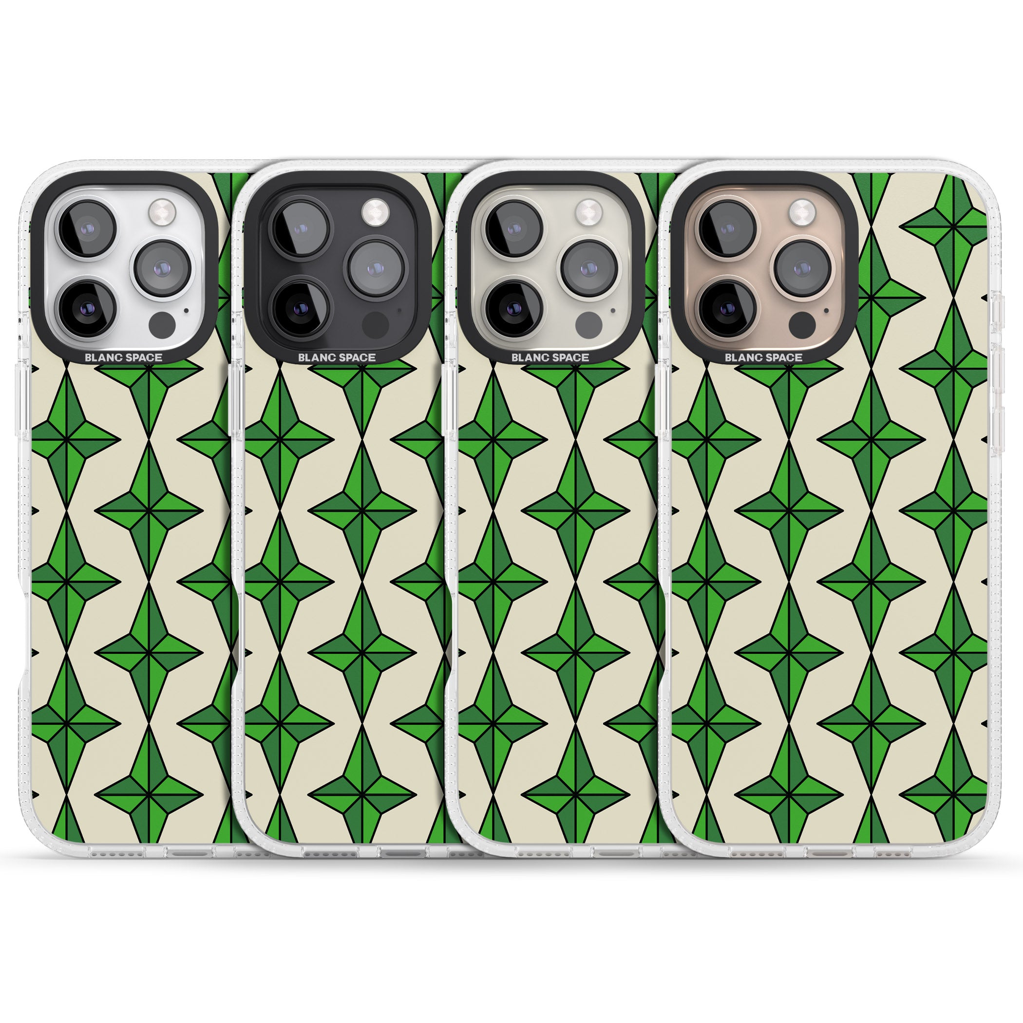 Emerald Stars Pattern iPhone 16 Pro Max / 16 Pro Clear Case Impact Air - Blanc Space