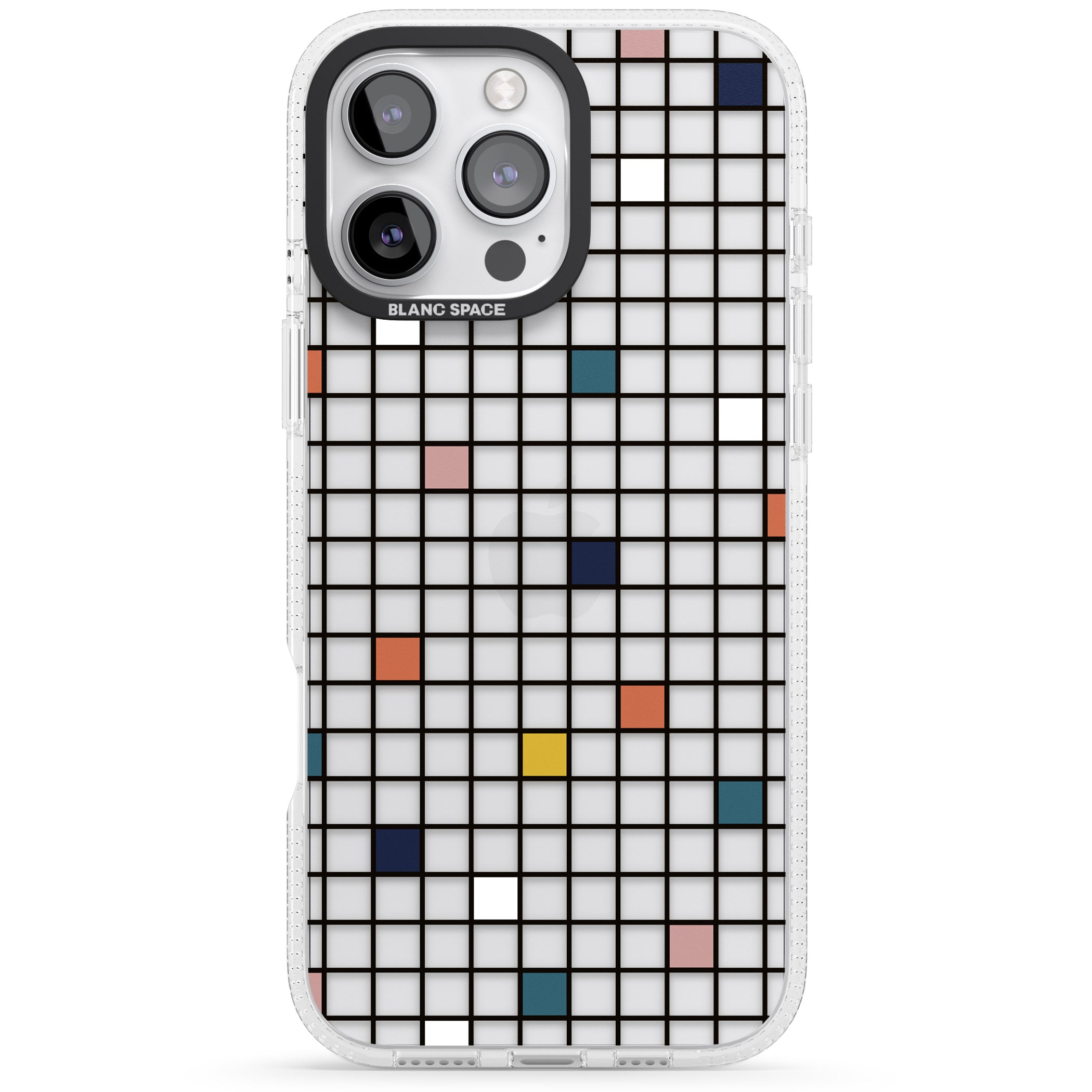 Earthtone Clear Geometric Grid iPhone 16 Pro Max / 16 Pro Clear Case Impact Air - Blanc Space