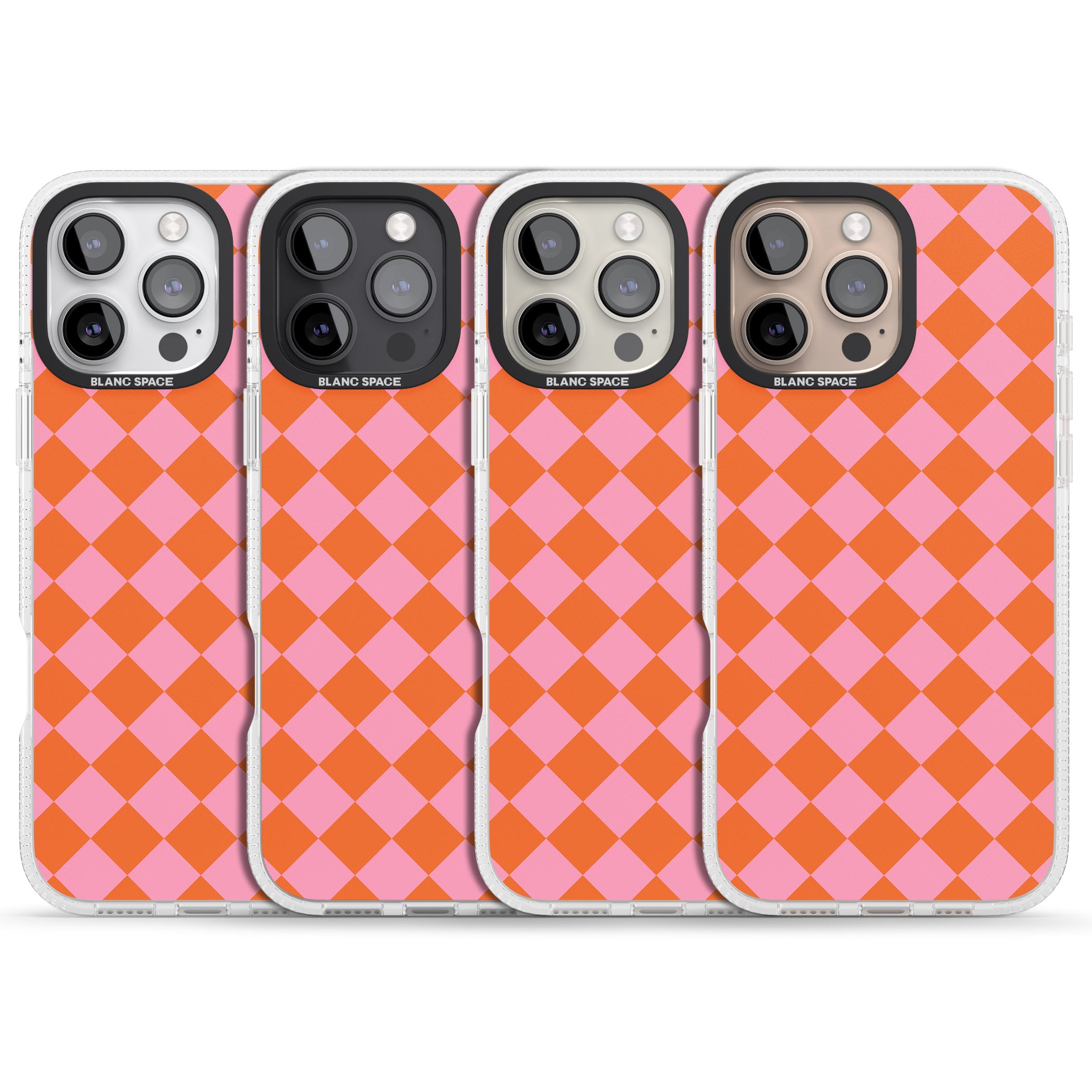 Retro Sunset Diamond Plaid iPhone 16 Pro Max / 16 Pro Clear Case Impact Air - Blanc Space