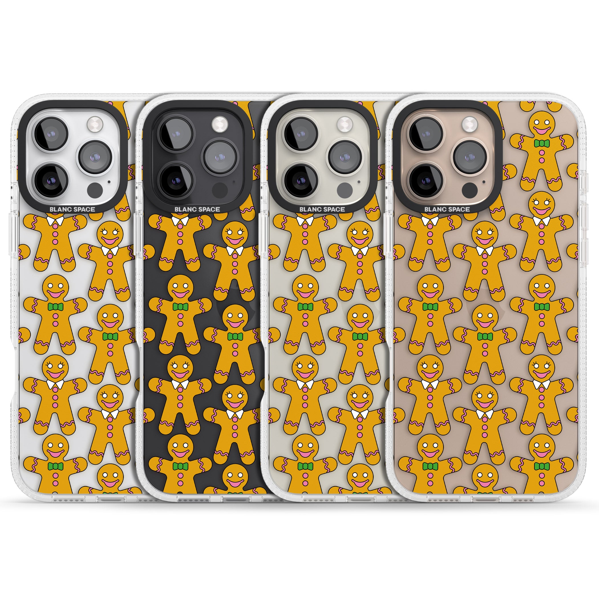 Gingerbread Cookie Pattern iPhone 16 Pro Max / 16 Pro Clear Case Impact Air - Blanc Space