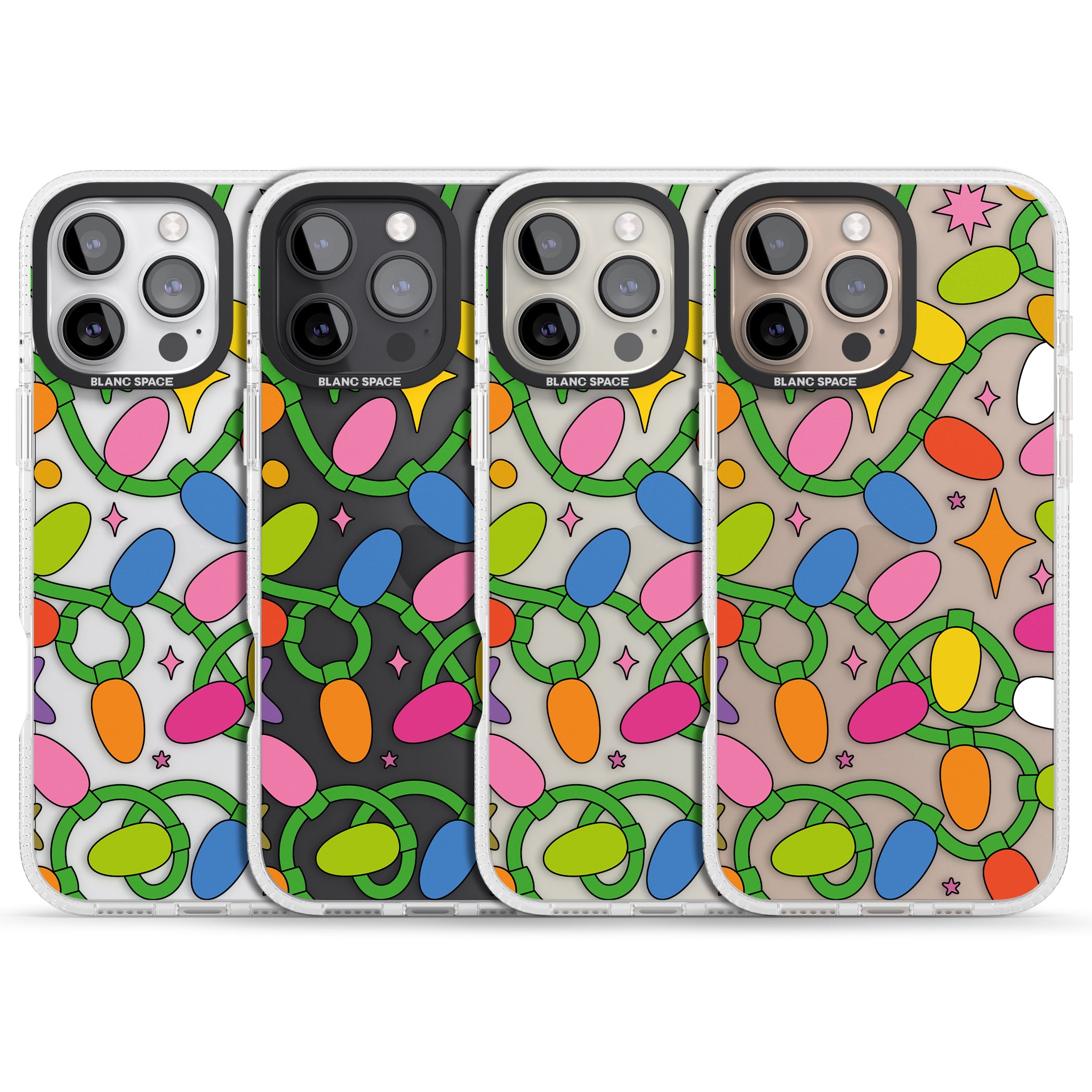 Festive Lights Pattern iPhone 16 Pro Max / 16 Pro Clear Case Impact Air - Blanc Space