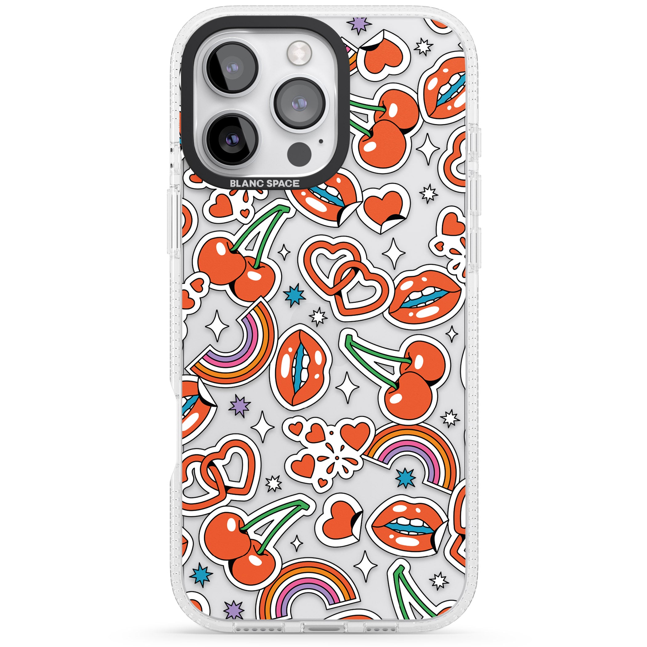 Red Sticker Pop iPhone 16 Pro Max / 16 Pro Clear Case Impact Air - Blanc Space