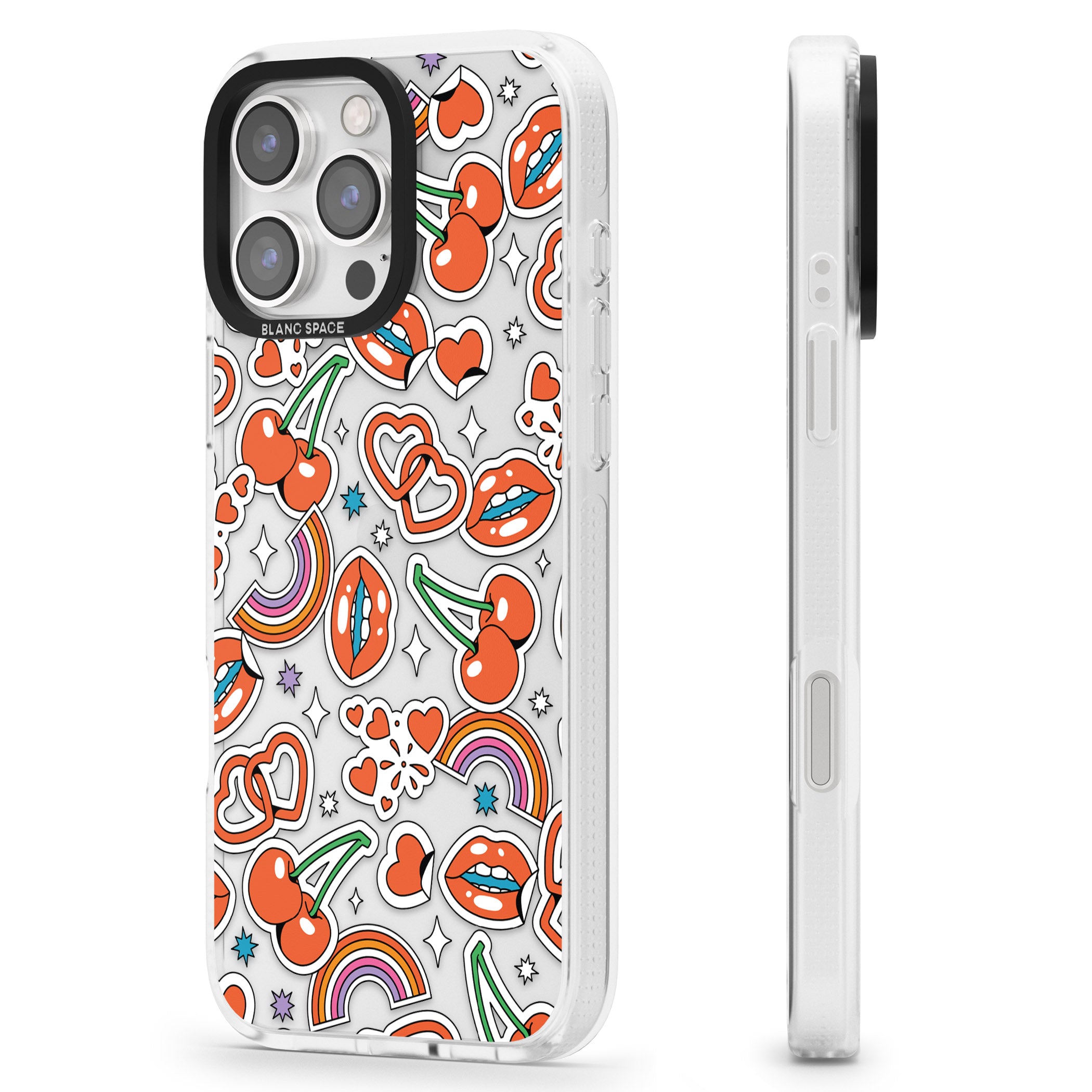 Red Sticker Pop iPhone 16 Pro Max / 16 Pro Clear Case Impact Air - Blanc Space