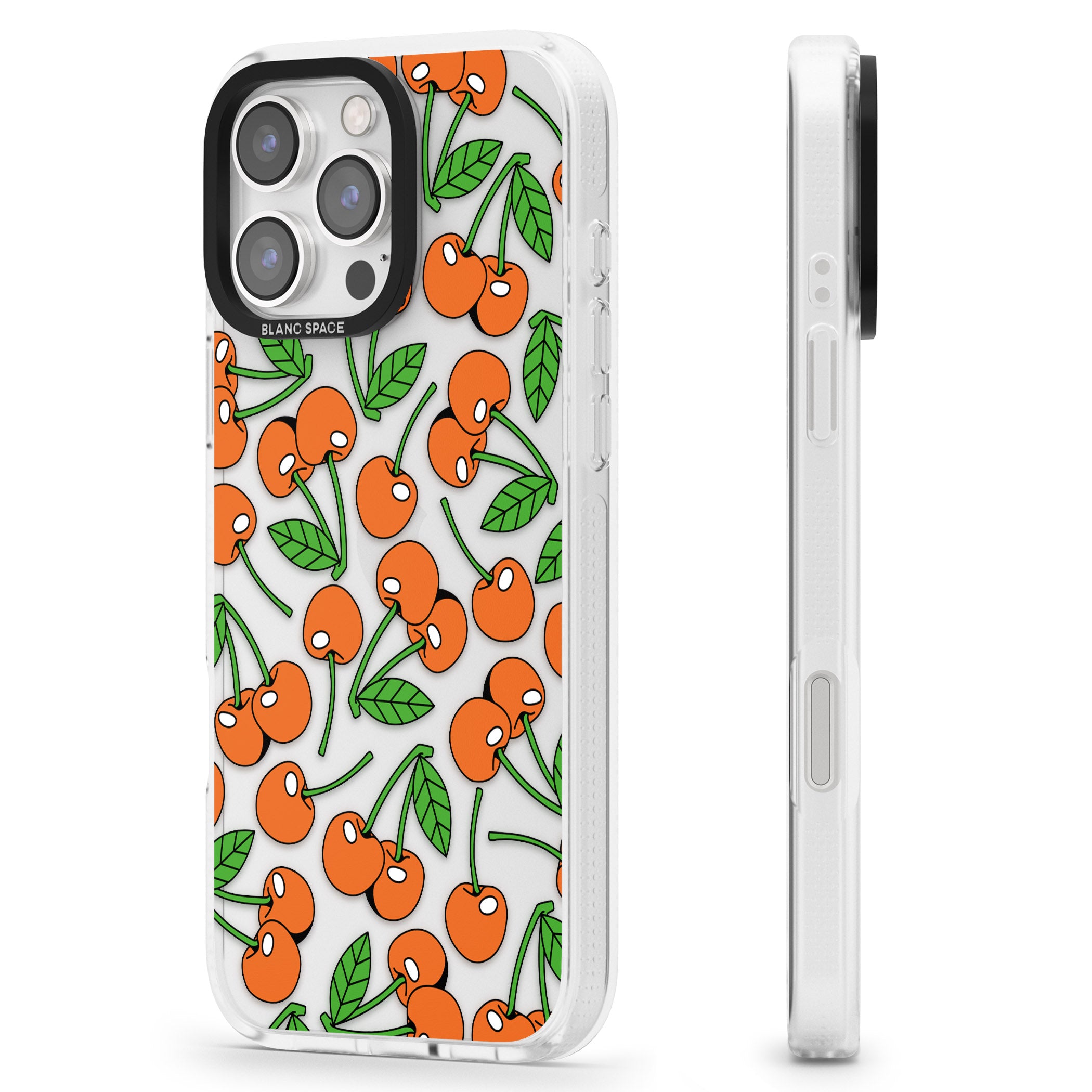 Orchard Fresh Cherries iPhone 16 Pro Max / 16 Pro Clear Case Impact Air - Blanc Space