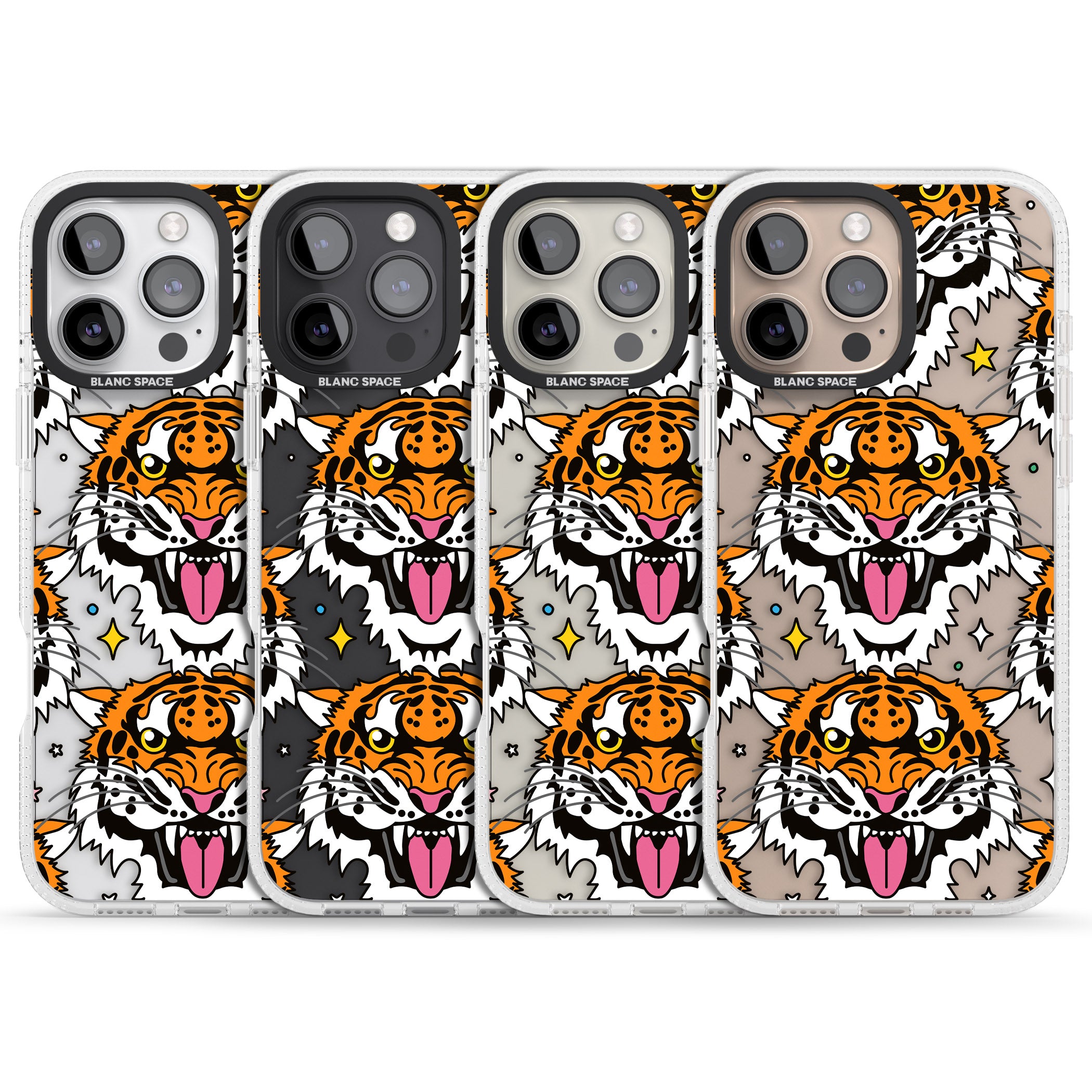Fierce Jungle Tigers iPhone 16 Pro Max / 16 Pro Clear Case Impact Air - Blanc Space