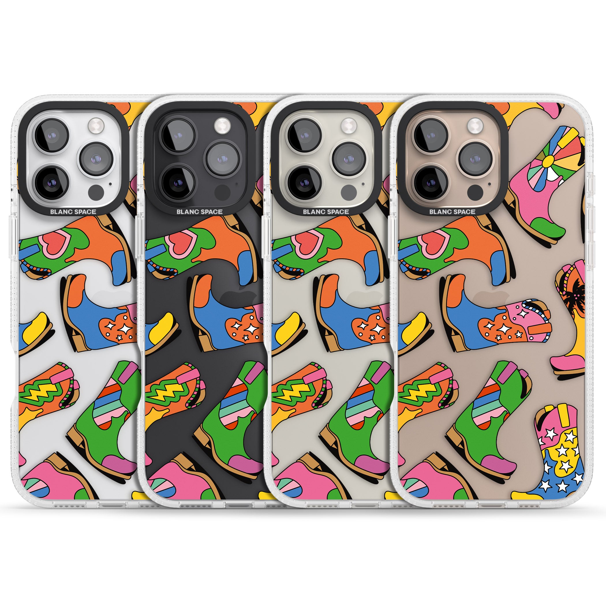 Starburst Boots iPhone 16 Pro Max / 16 Pro Clear Case Impact Air - Blanc Space