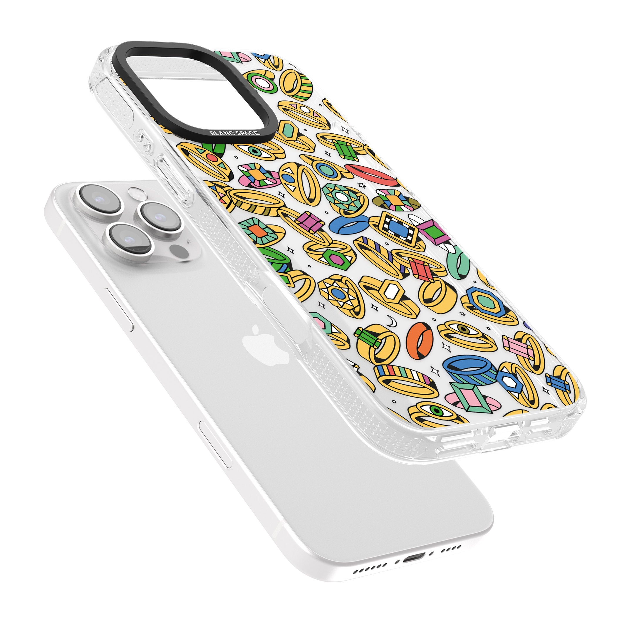 Gemstone Glitz iPhone 16 Pro Max / 16 Pro Clear Case Impact Air - Blanc Space