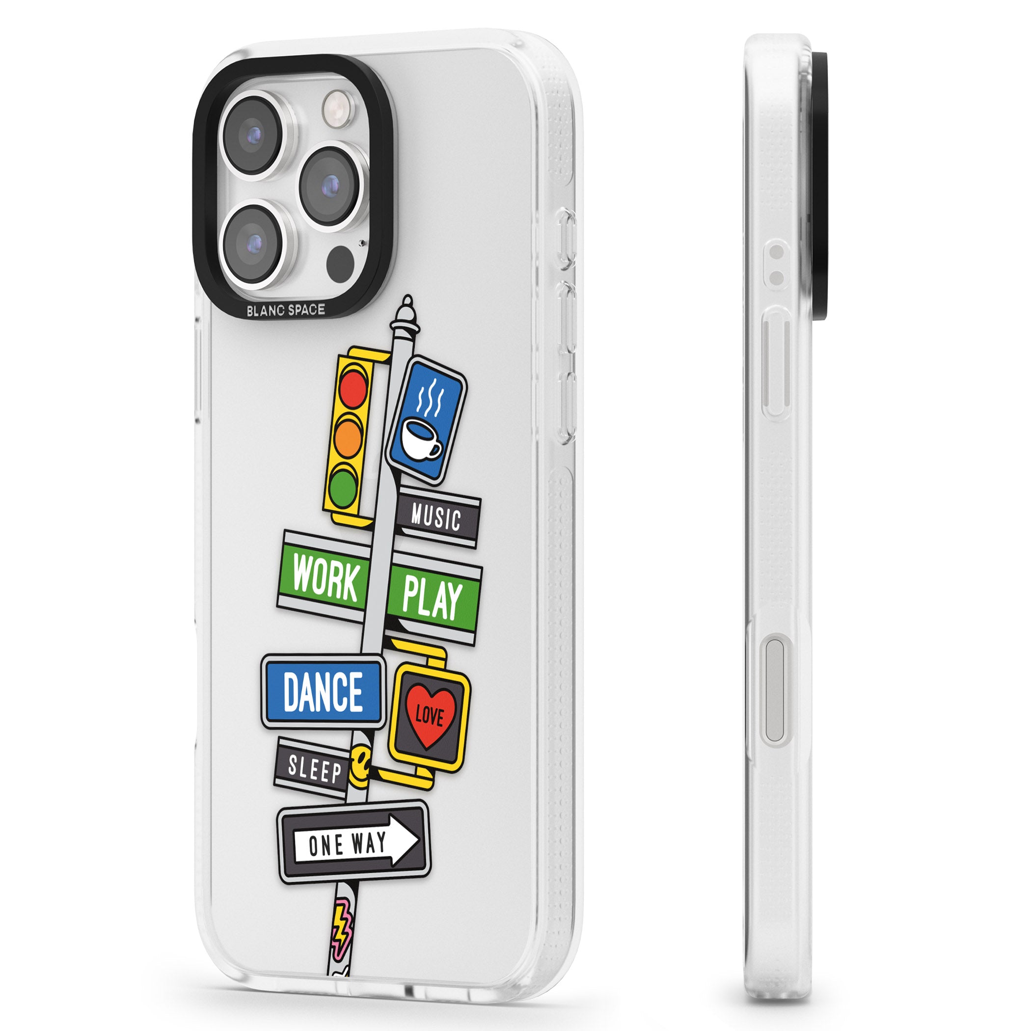 Mood Street Signs iPhone 16 Pro Max / 16 Pro Clear Case Impact Air - Blanc Space