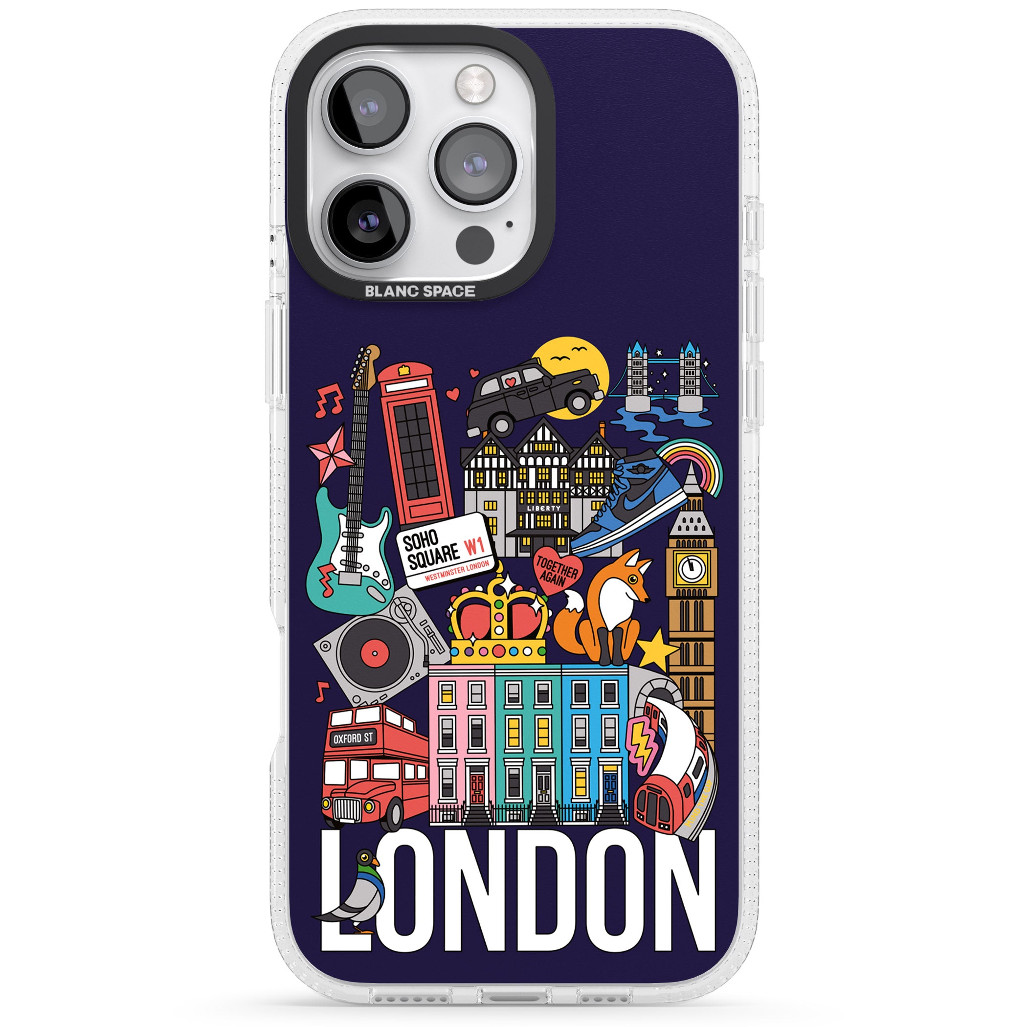 London Calling iPhone 16 Pro Max / 16 Pro Clear Case Impact Air - Blanc Space