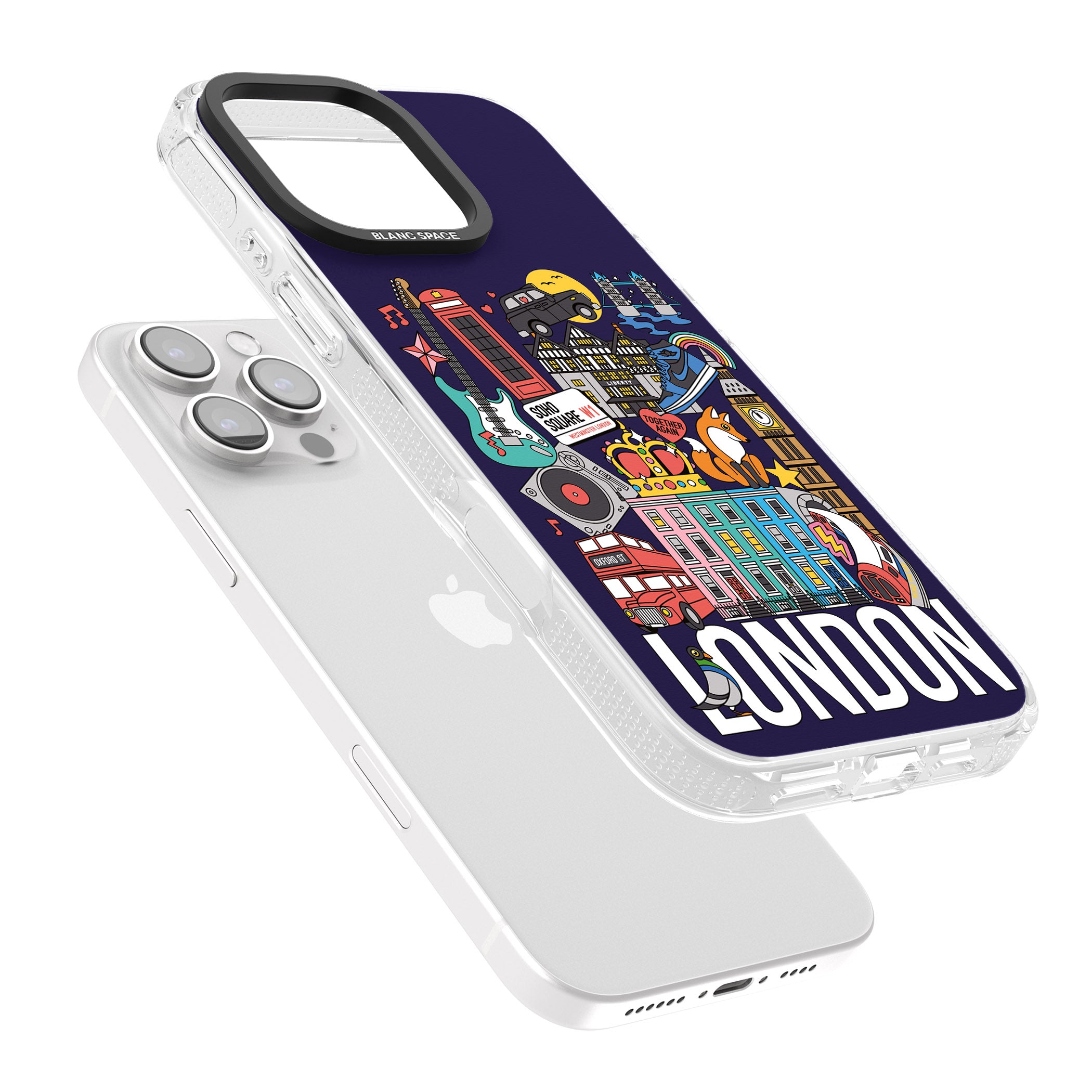 London Calling iPhone 16 Pro Max / 16 Pro Clear Case Impact Air - Blanc Space