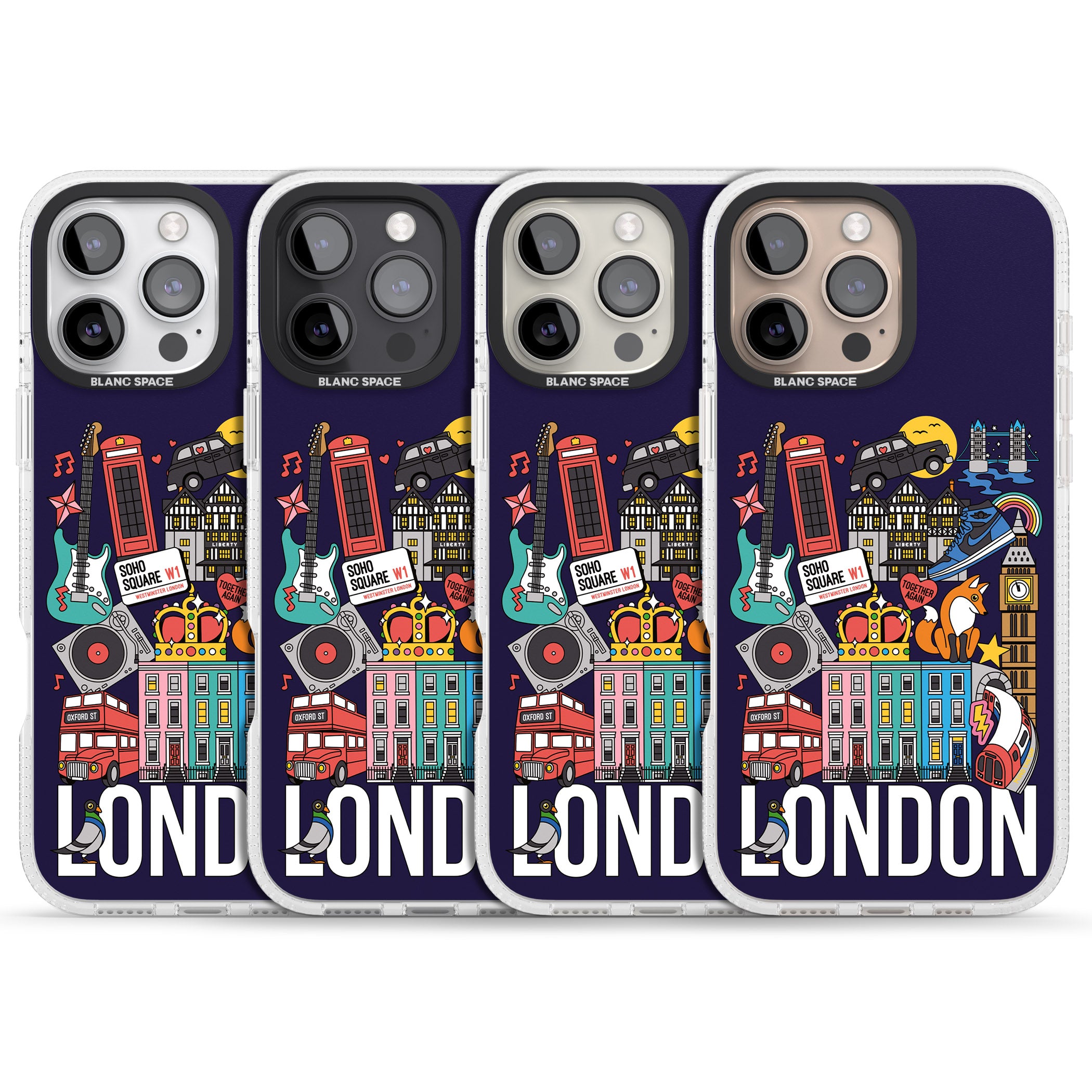 London Calling iPhone 16 Pro Max / 16 Pro Clear Case Impact Air - Blanc Space
