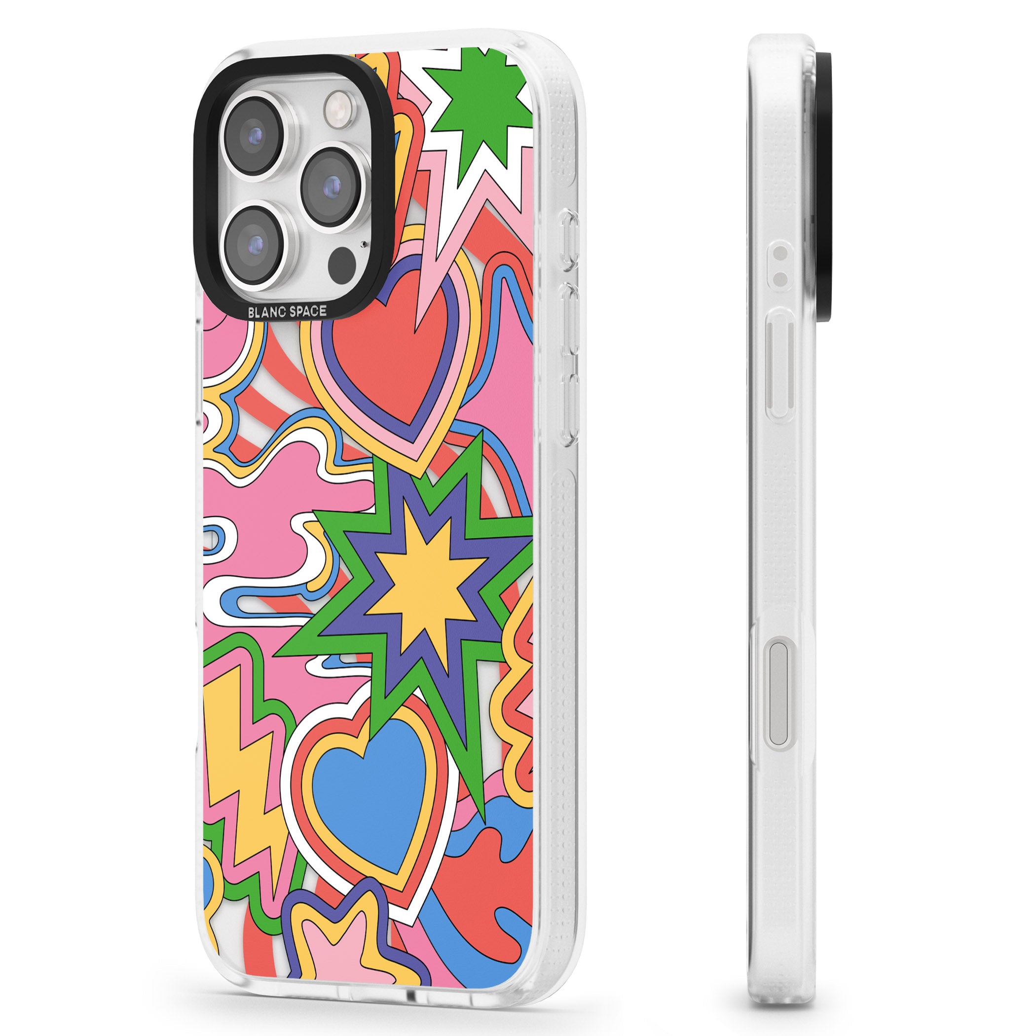 Psychedelic Pop Art Explosion iPhone 16 Pro Max / 16 Pro Clear Case Impact Air - Blanc Space