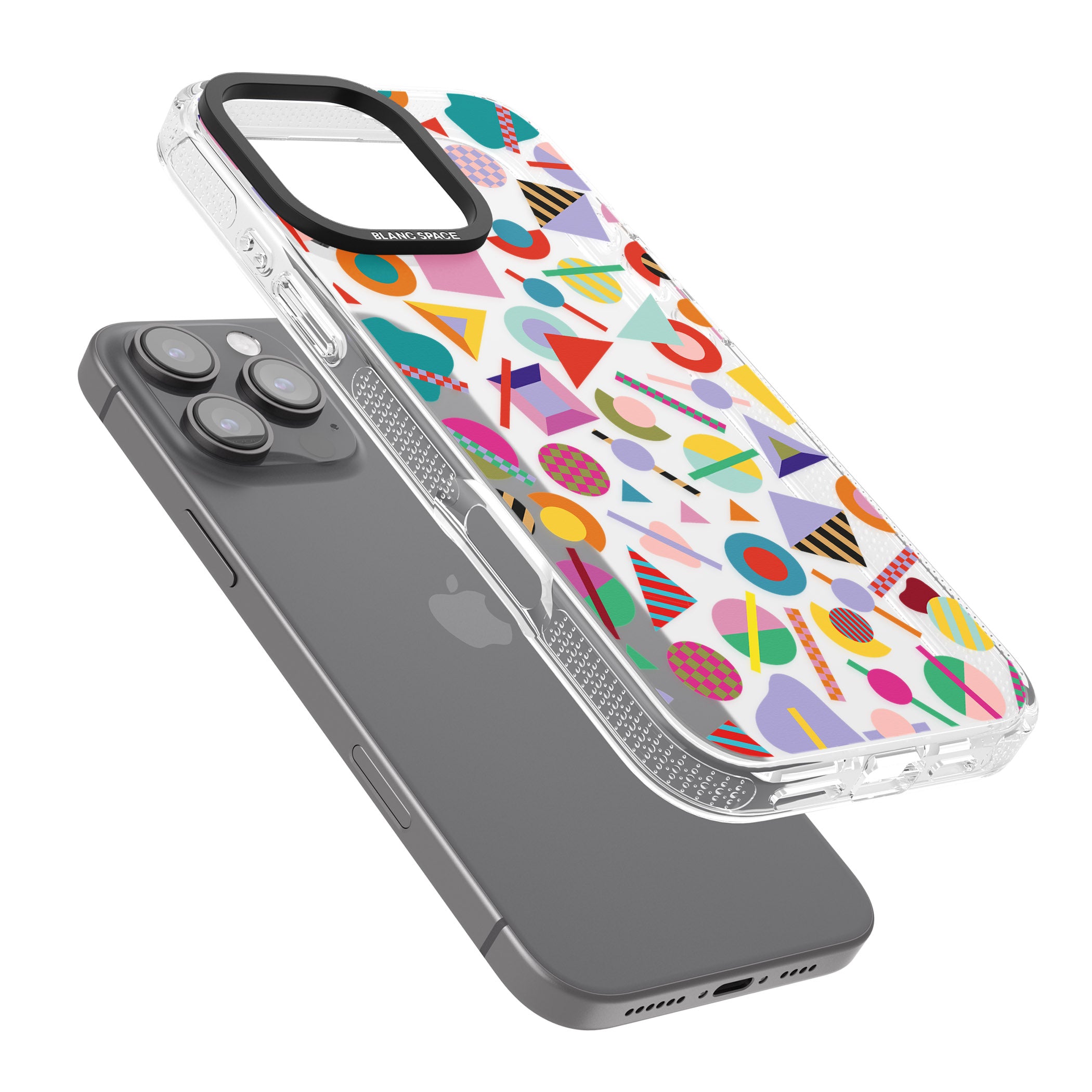 Retro Carnival Shapes iPhone 16 Pro Max / 16 Pro Clear Case Impact Air - Blanc Space