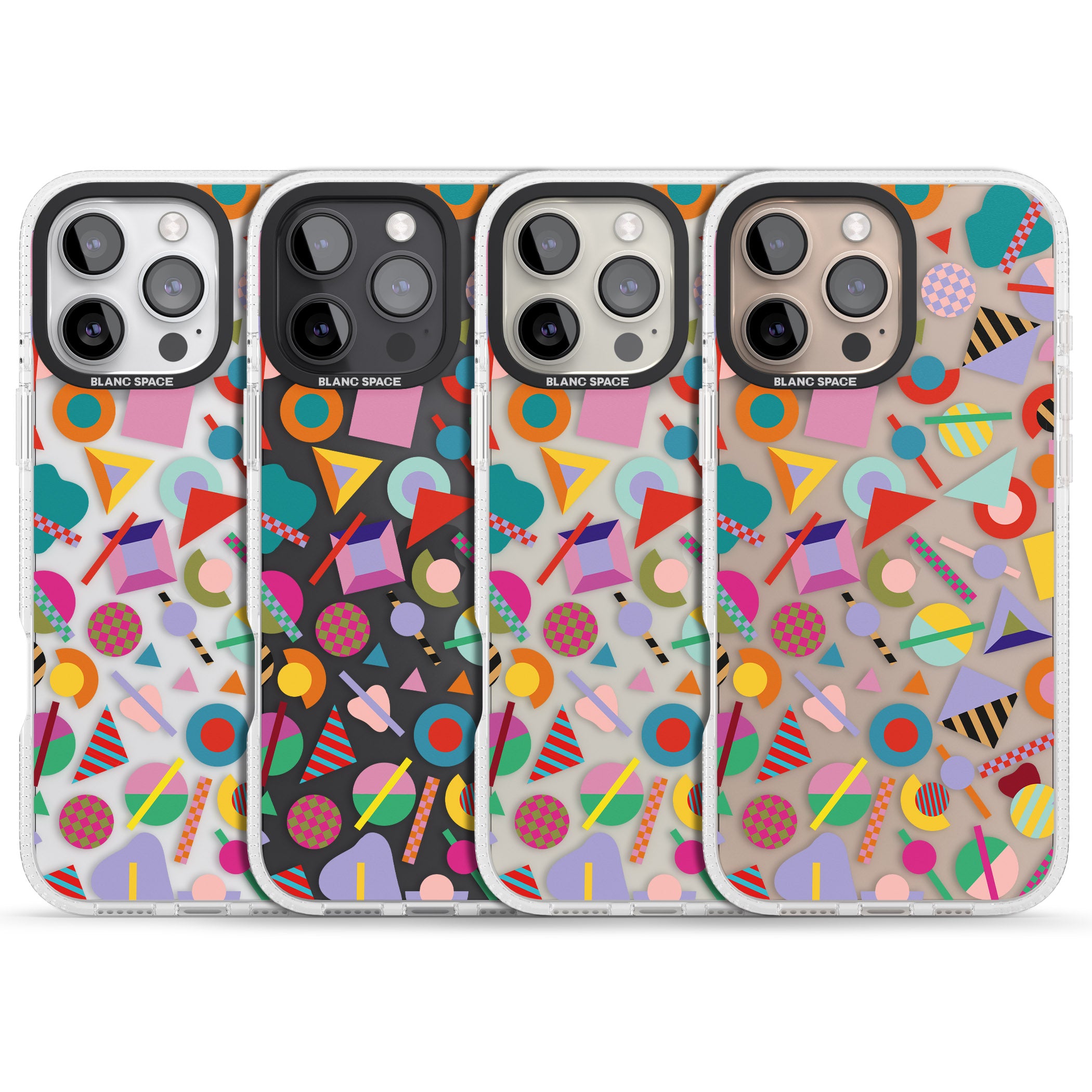 Retro Carnival Shapes iPhone 16 Pro Max / 16 Pro Clear Case Impact Air - Blanc Space