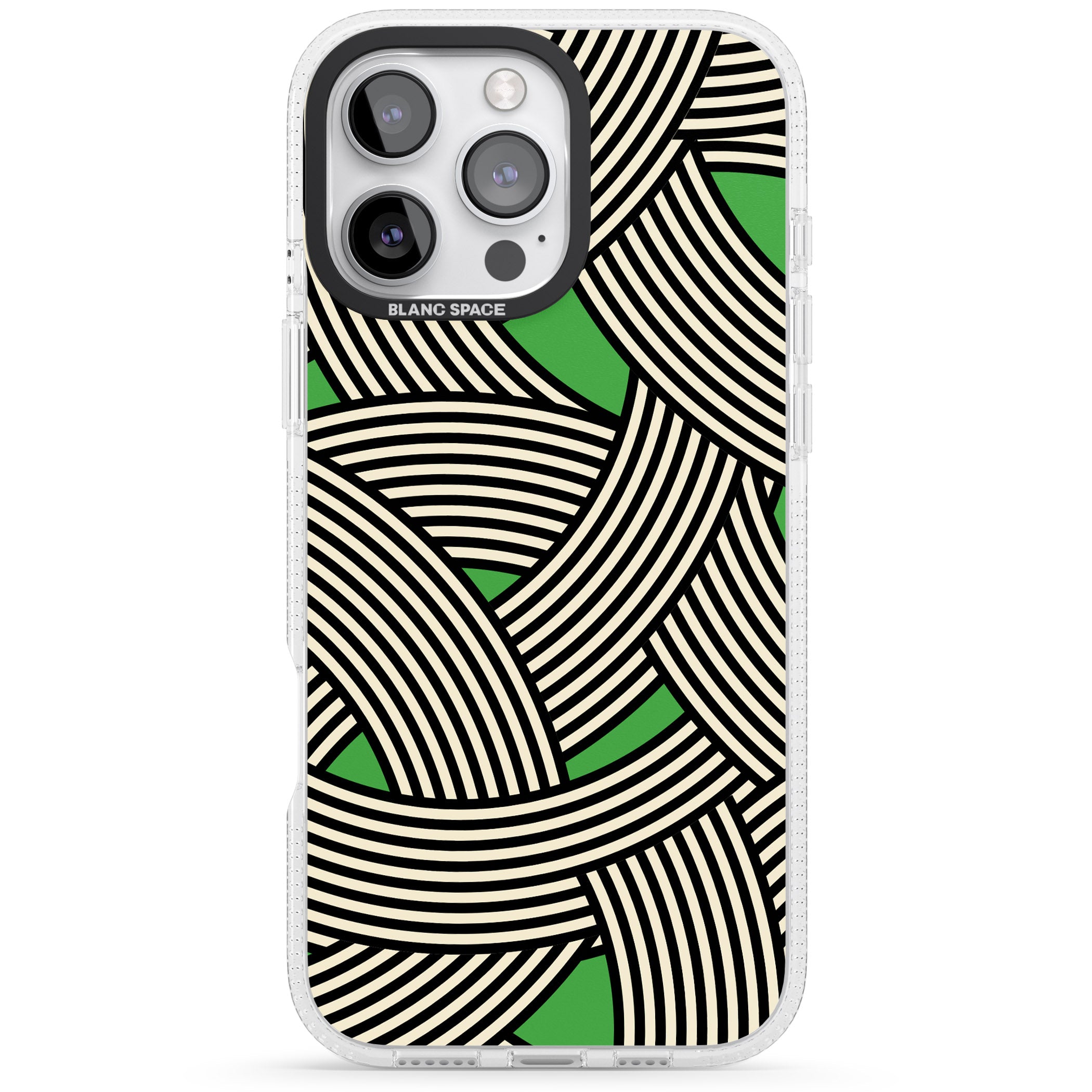 Green Optic Waves iPhone 16 Pro Max / 16 Pro Clear Case Impact Air - Blanc Space