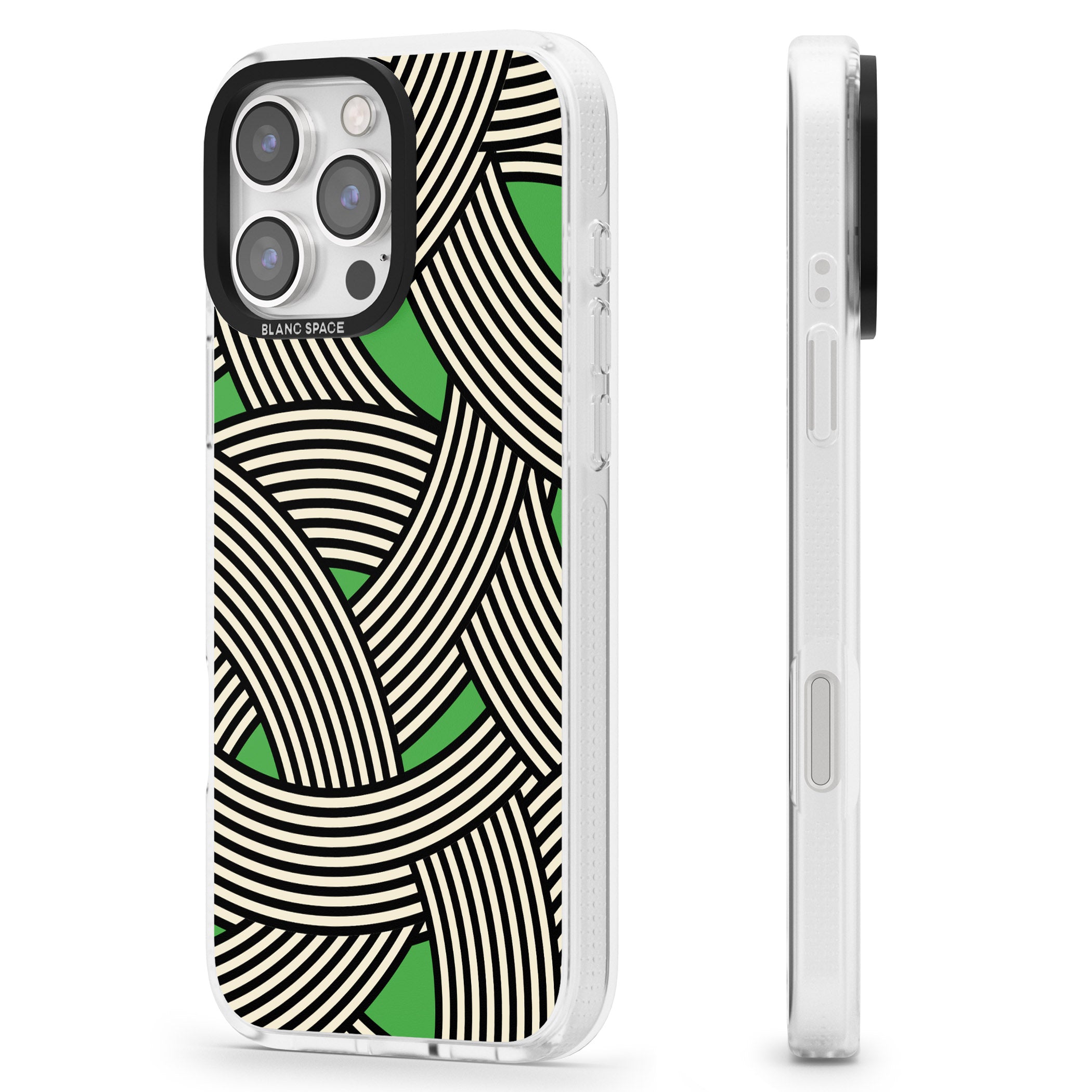 Green Optic Waves iPhone 16 Pro Max / 16 Pro Clear Case Impact Air - Blanc Space