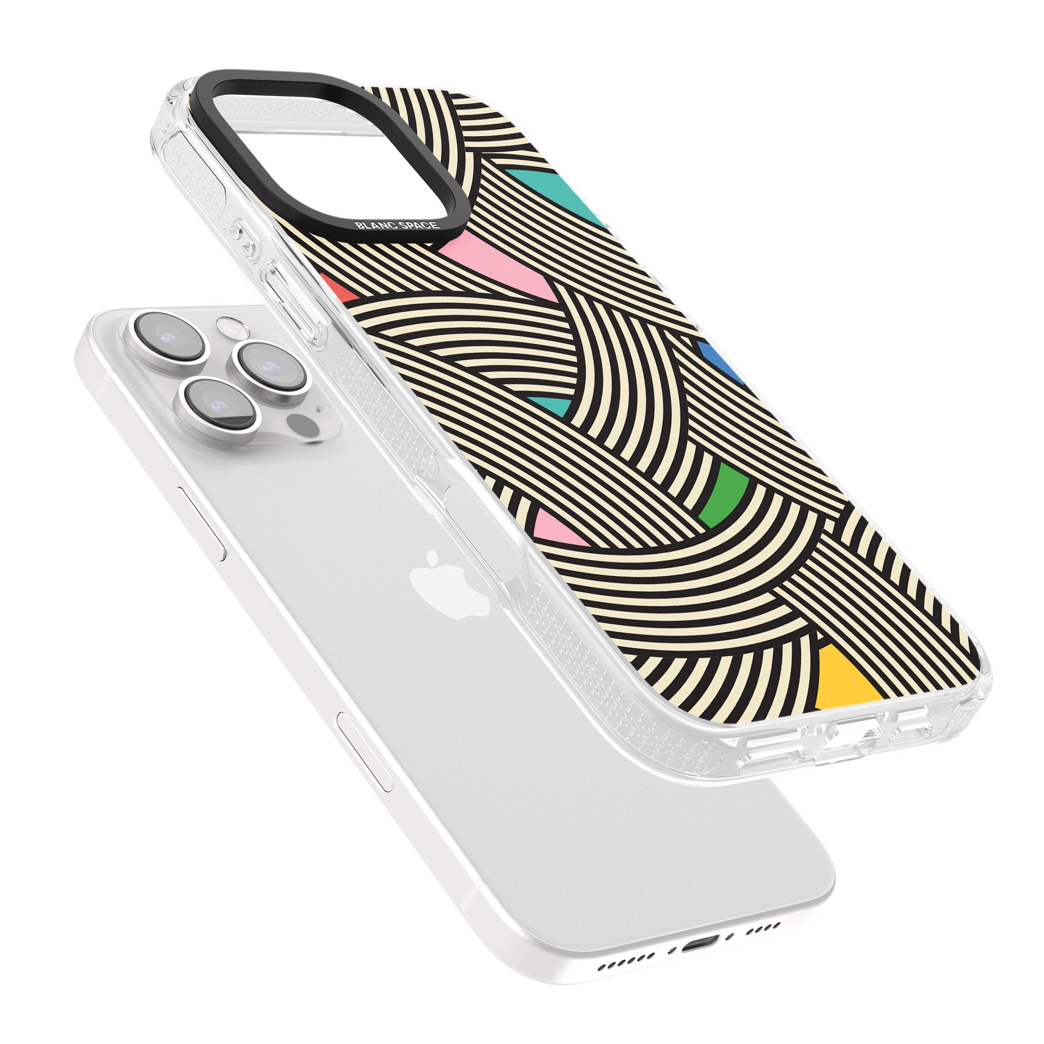 Multicolour Optic Waves iPhone 16 Pro Max / 16 Pro Clear Case Impact Air - Blanc Space
