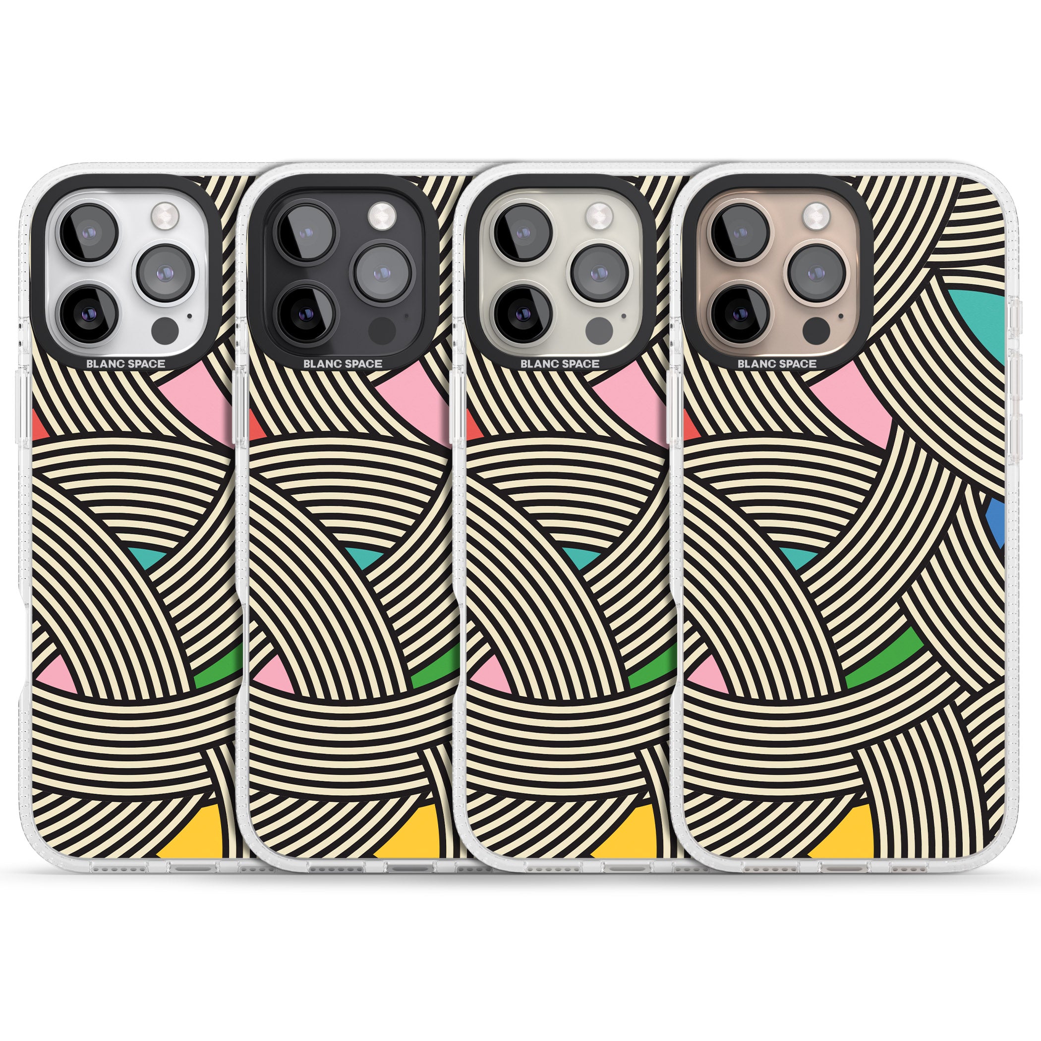 Multicolour Optic Waves iPhone 16 Pro Max / 16 Pro Clear Case Impact Air - Blanc Space